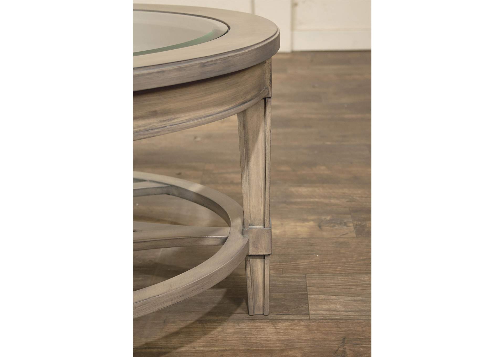 Parkdale Dove Grey Oval Cocktail Table,Riverside