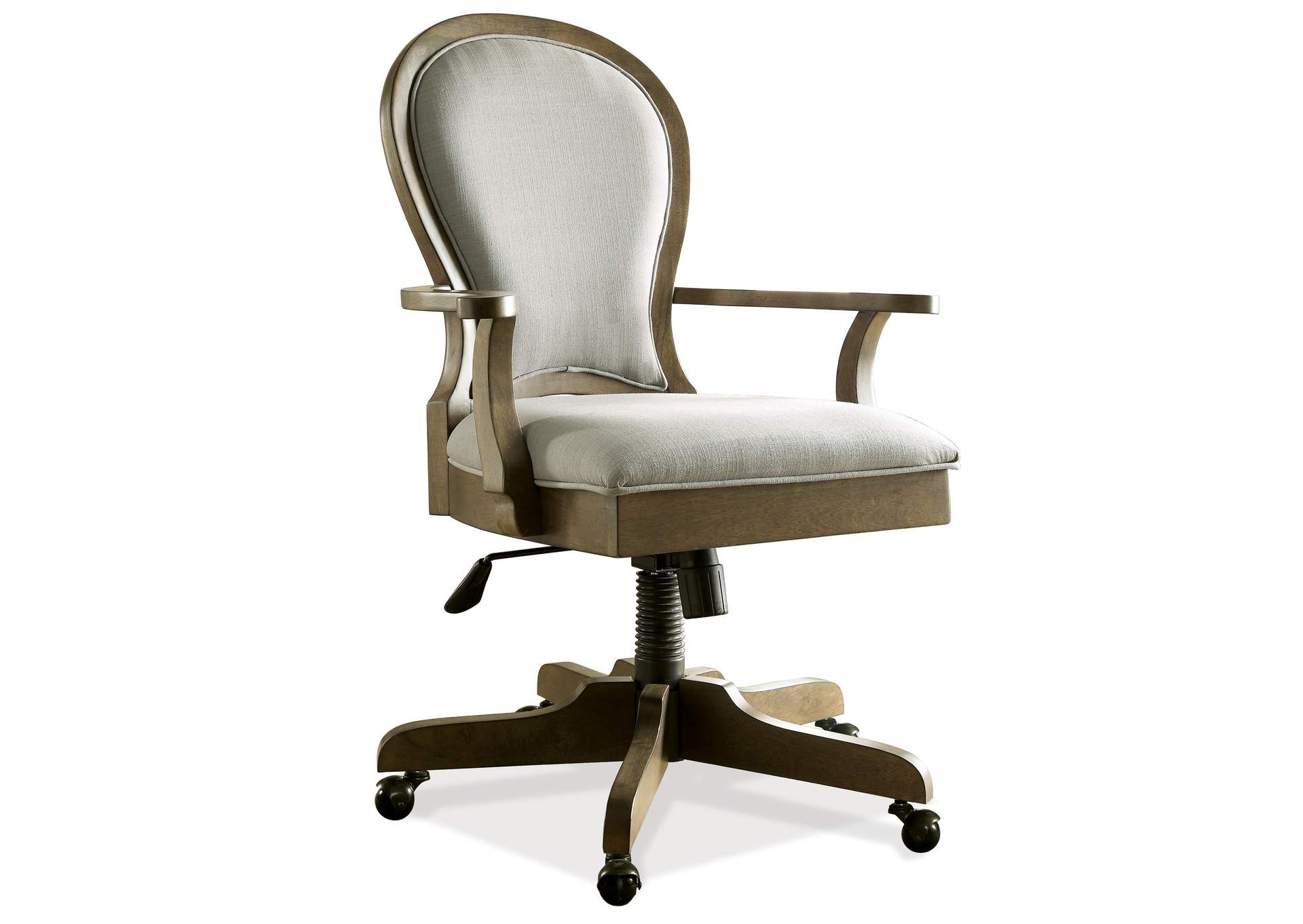 Belmeade Old World Oak Scrol Back Upholstered Desk Chair,Riverside