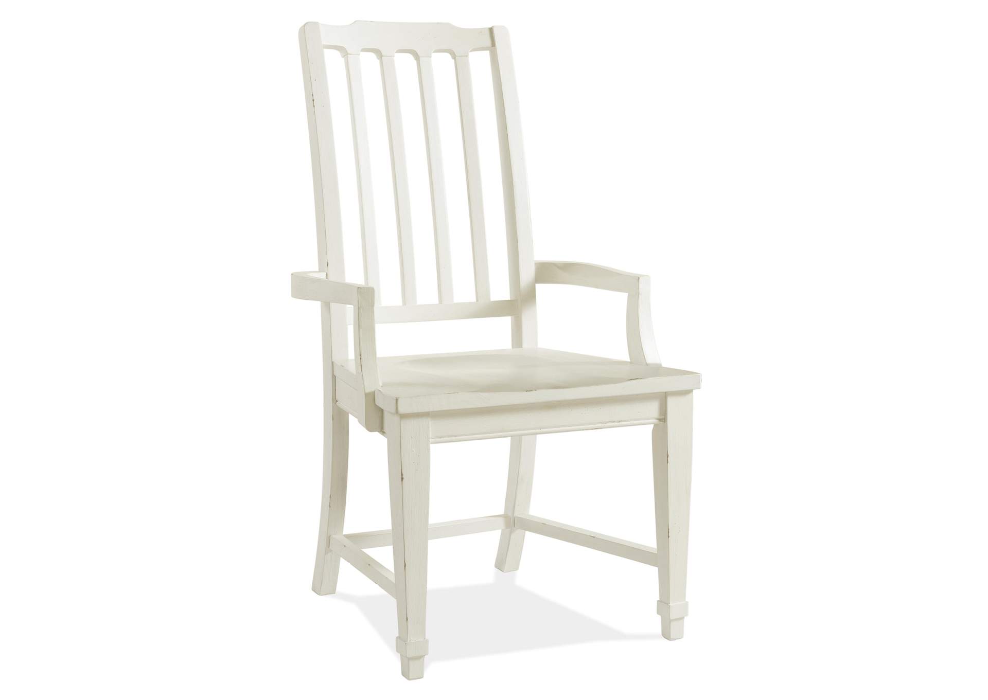 Grand Haven Feathered White Slat-Back Wood Arm Chair 2in [Set of 2],Riverside