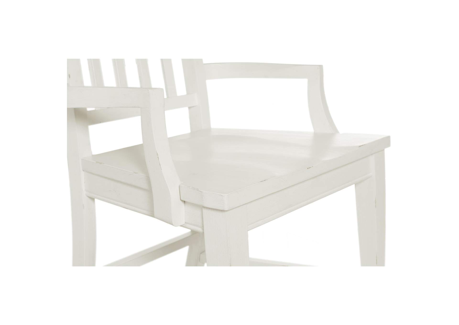 Grand Haven Feathered White Slat-Back Wood Arm Chair 2in [Set of 2],Riverside