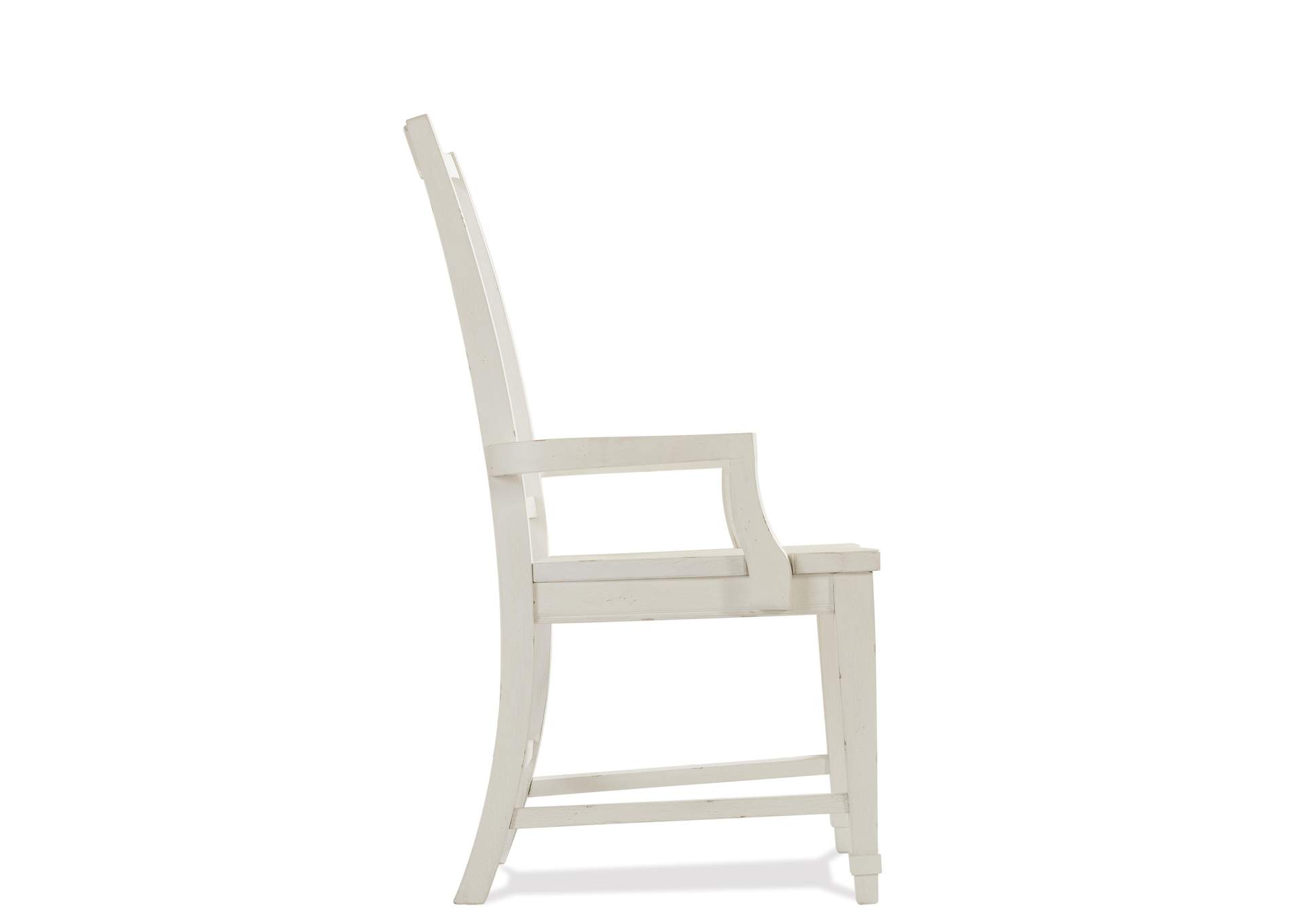 Grand Haven Feathered White Slat-Back Wood Arm Chair 2in [Set of 2],Riverside