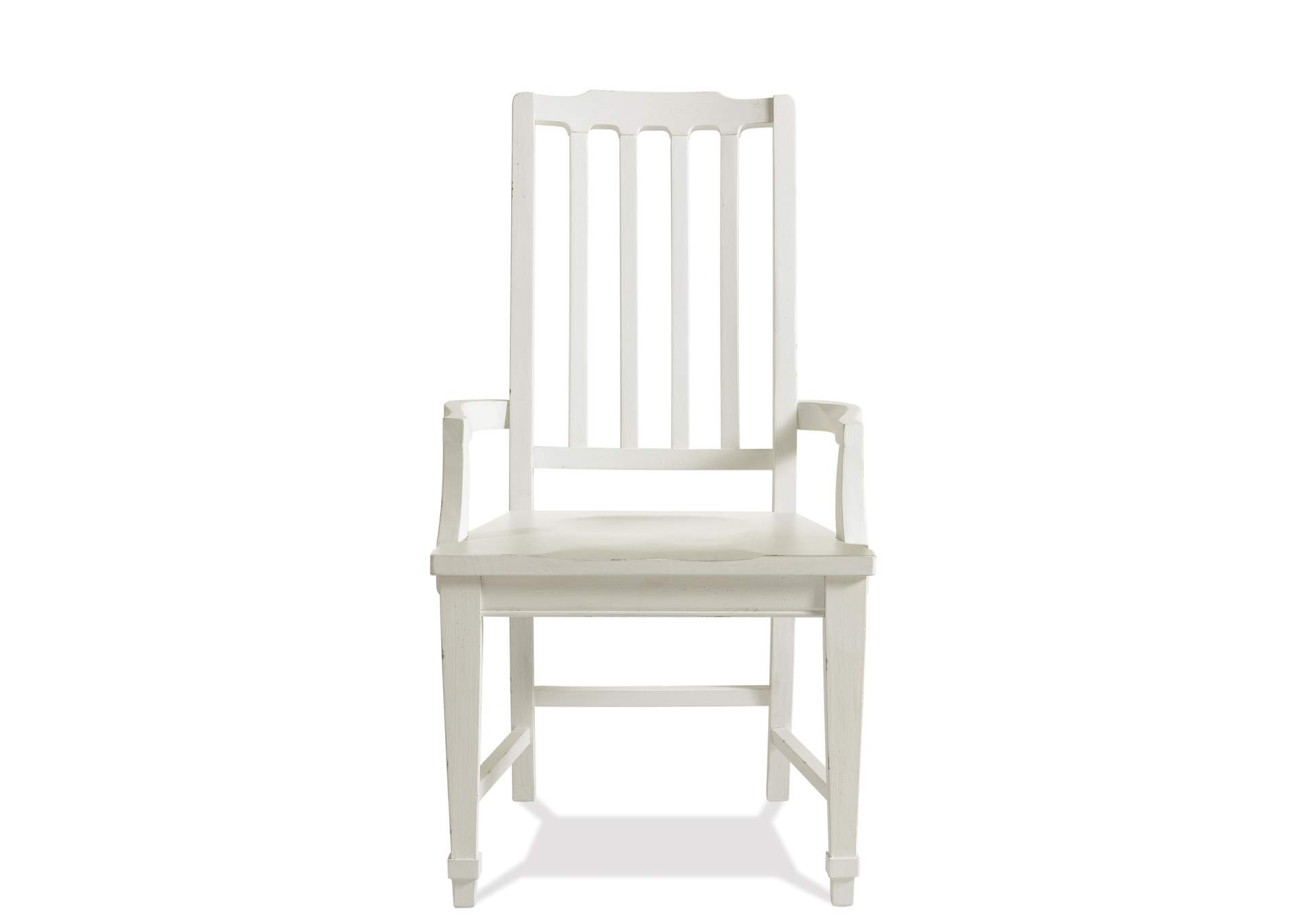 Grand Haven Feathered White Slat-Back Wood Arm Chair 2in [Set of 2],Riverside