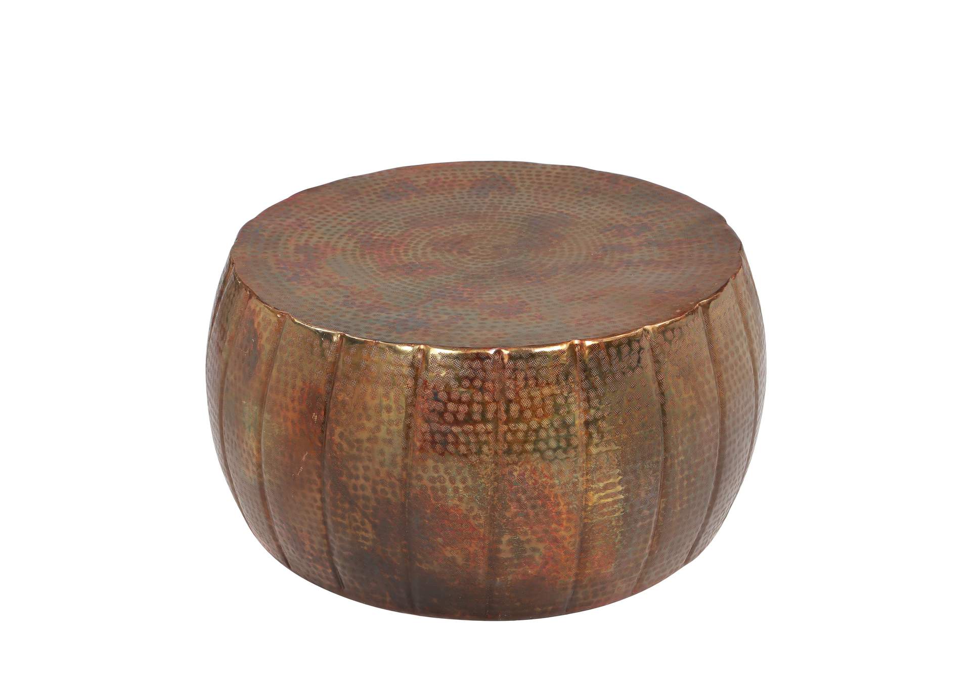 Gema Hammered Copper Drum Cocktail Table,Riverside