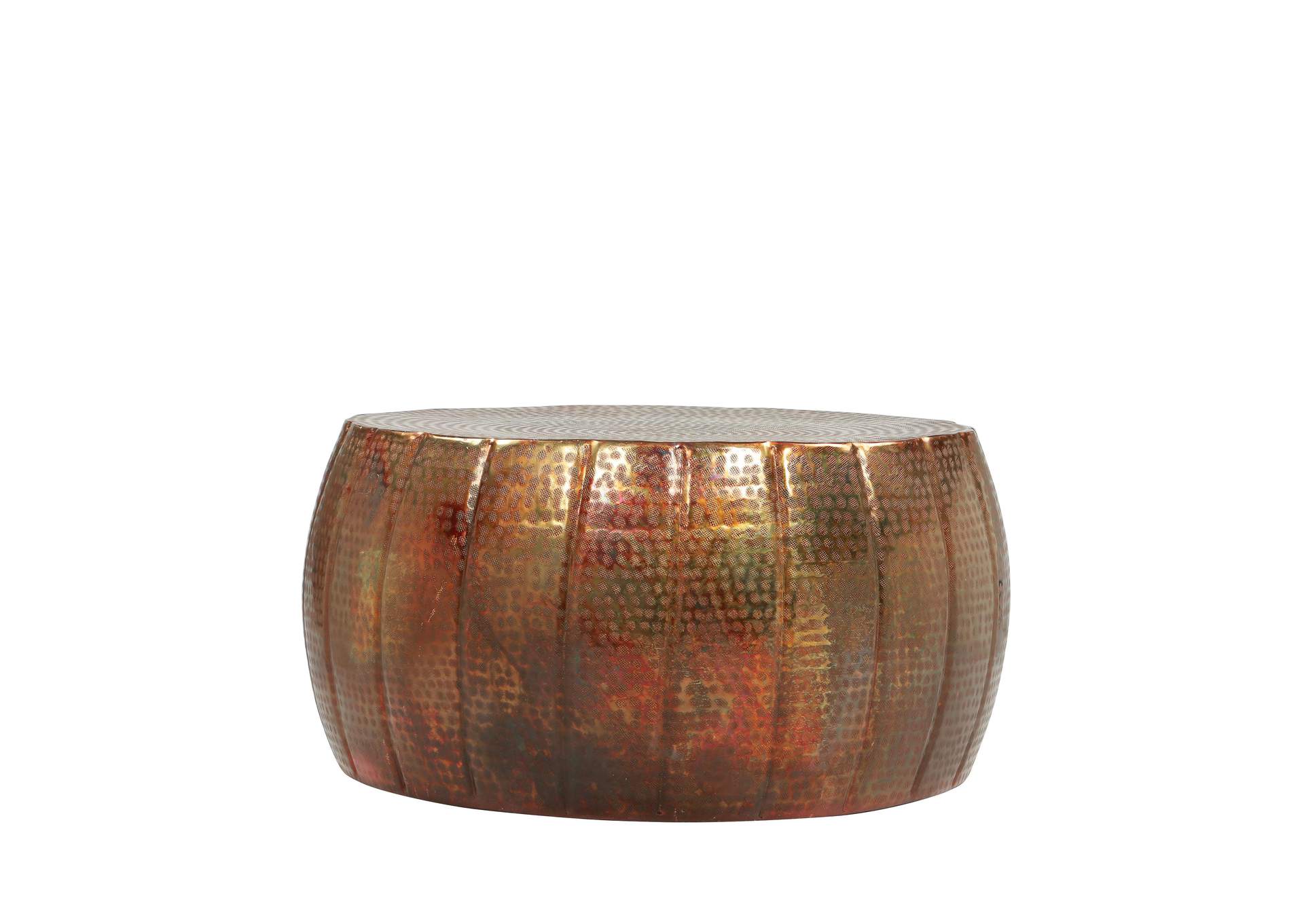 Gema Hammered Copper Drum Cocktail Table,Riverside