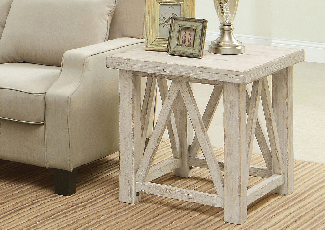 Aberdeen Weathered Worn White End Table,Riverside