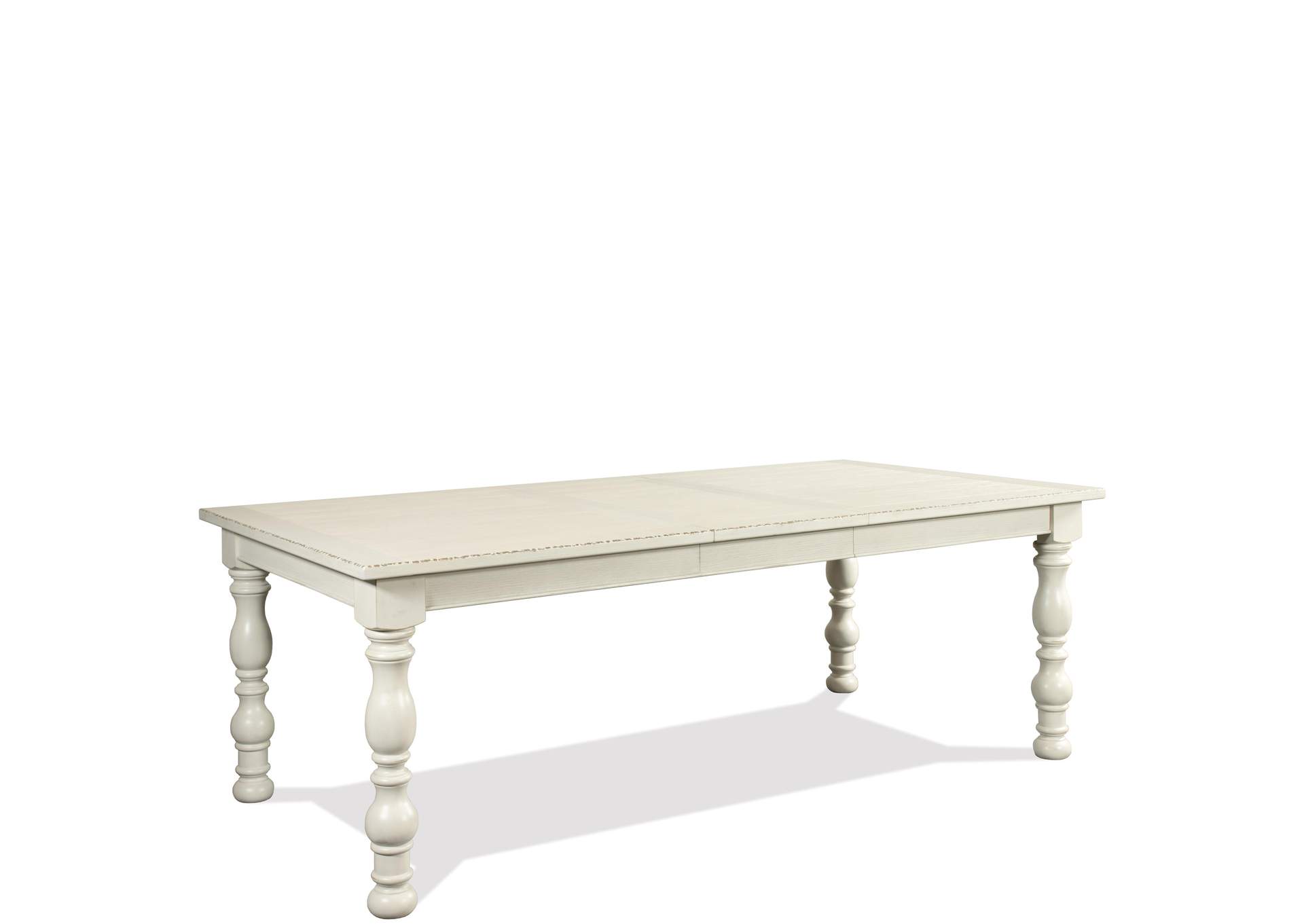 Aberdeen Weathered Worn White Rectangle Dining Table w/1 18" Leaf,Riverside