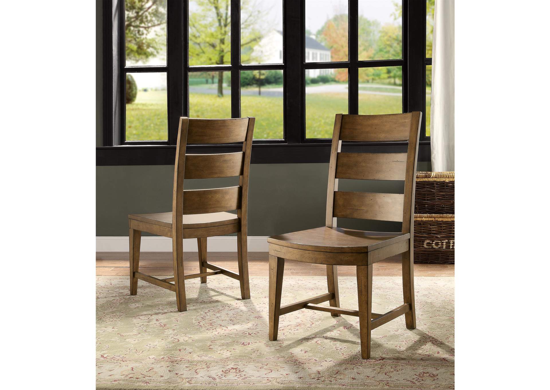 Hawthorne Barnwood Side Chair-wood Seat 2in [Set of 2],Riverside