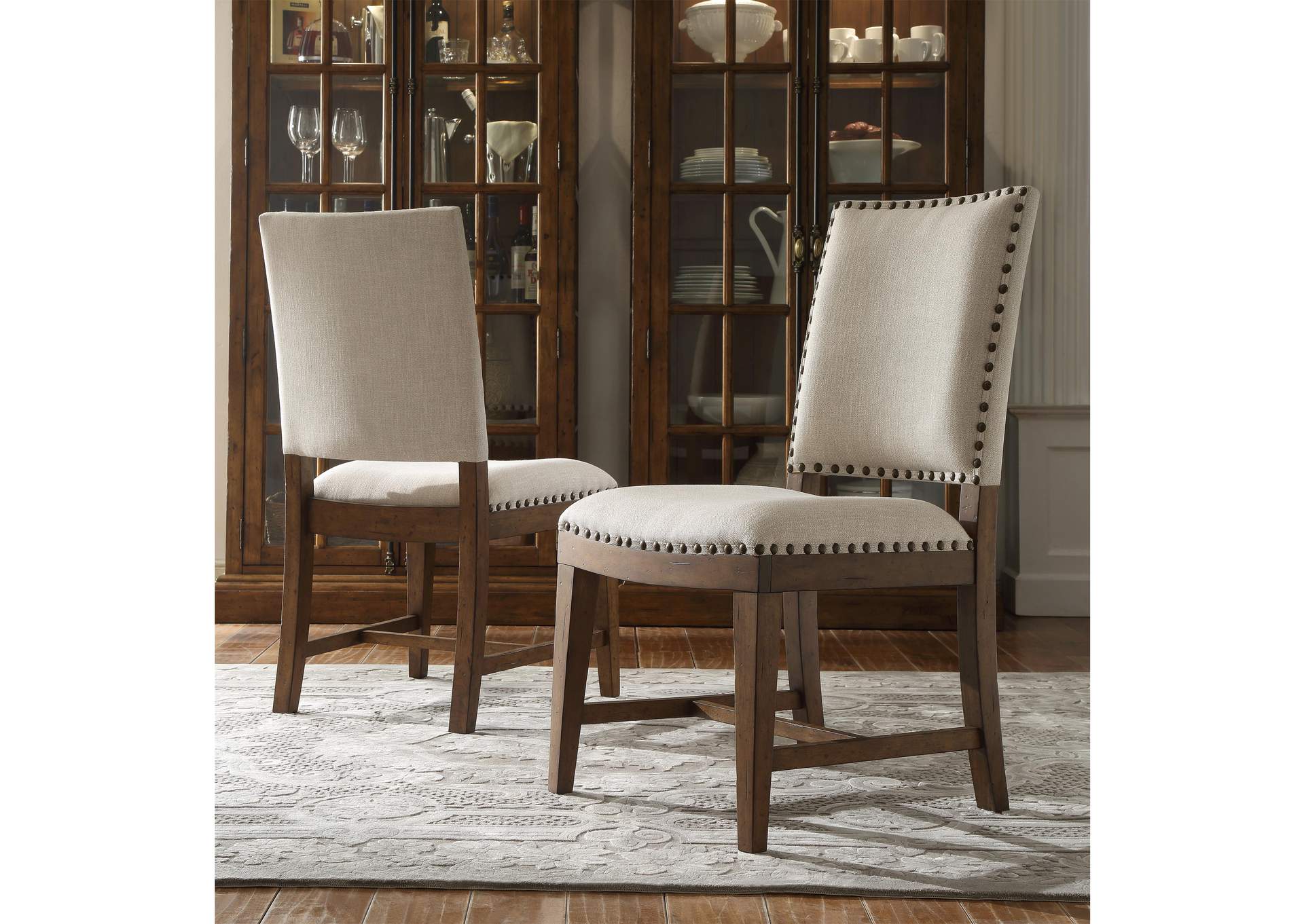 Hawthorne Barnwood Upholstered Side Chair 2in [Set of 2],Riverside