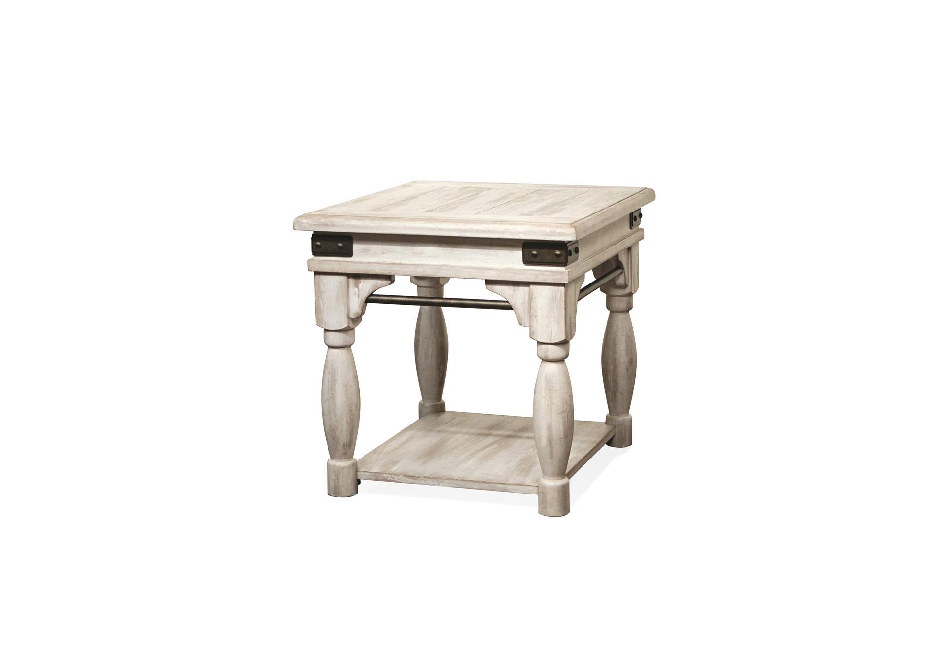 Regan Farmhouse White End Table,Riverside