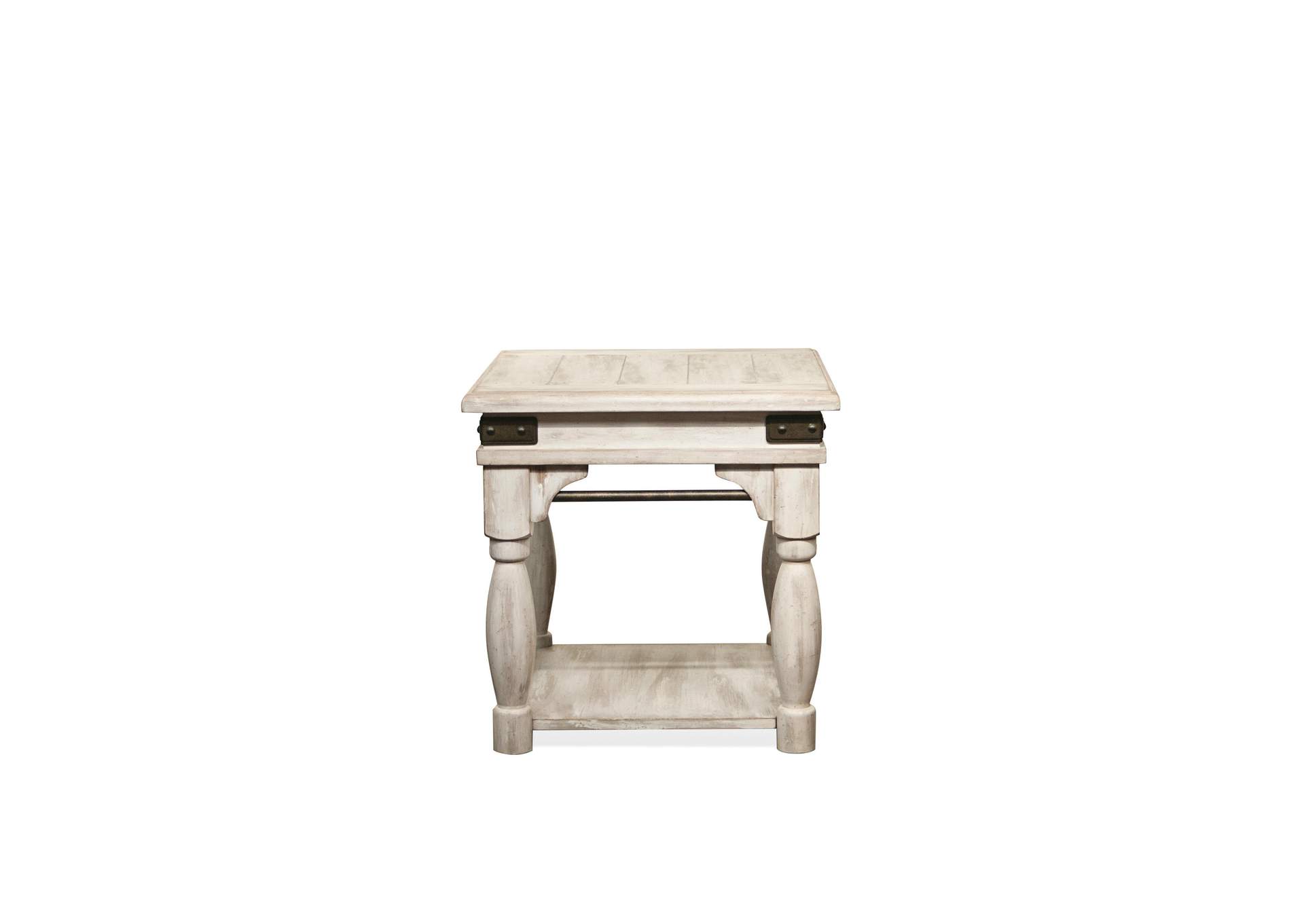 Regan Farmhouse White End Table,Riverside