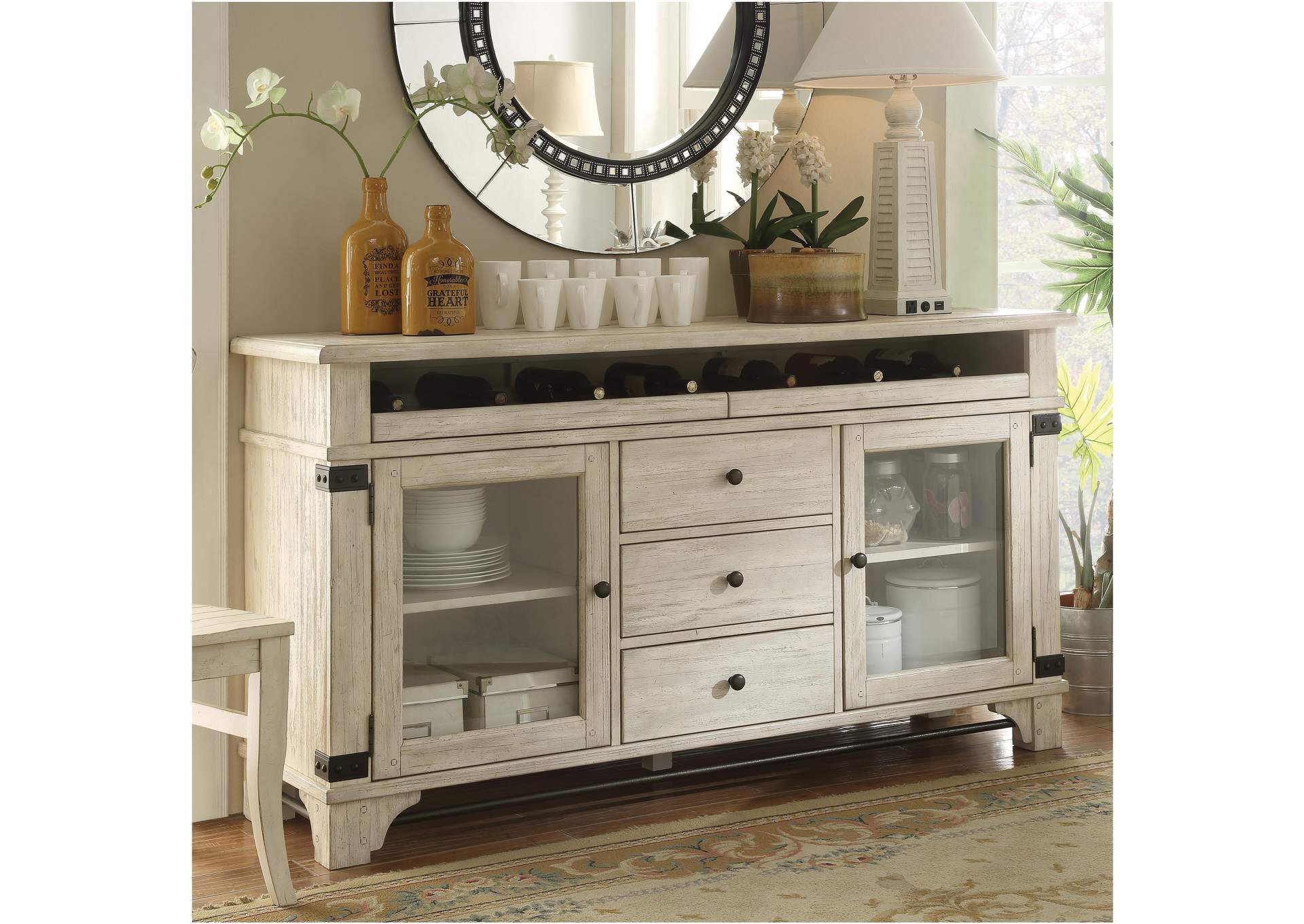 Regan Farmhouse White Sideboard,Riverside