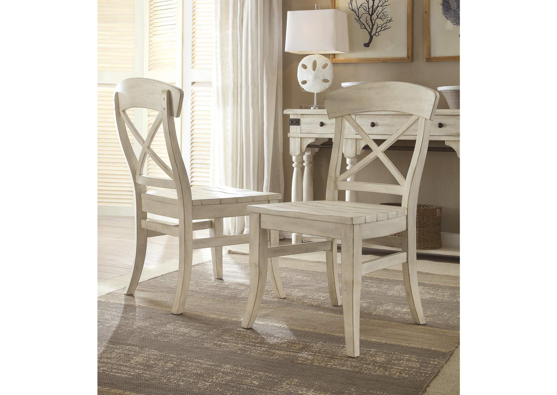 Regan Farmhouse White X-back Dining Chair 2in [Set of 2],Riverside