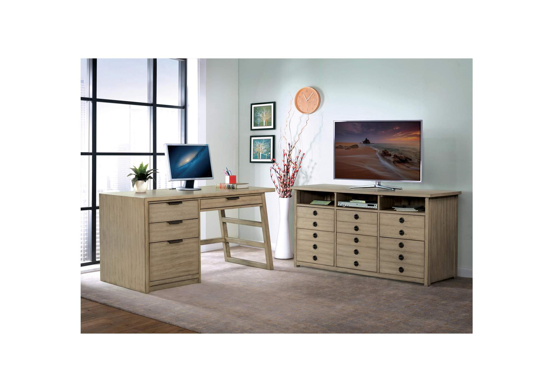 Perspectives Sun-drenched Acacia Entertainment File Cabinet,Riverside