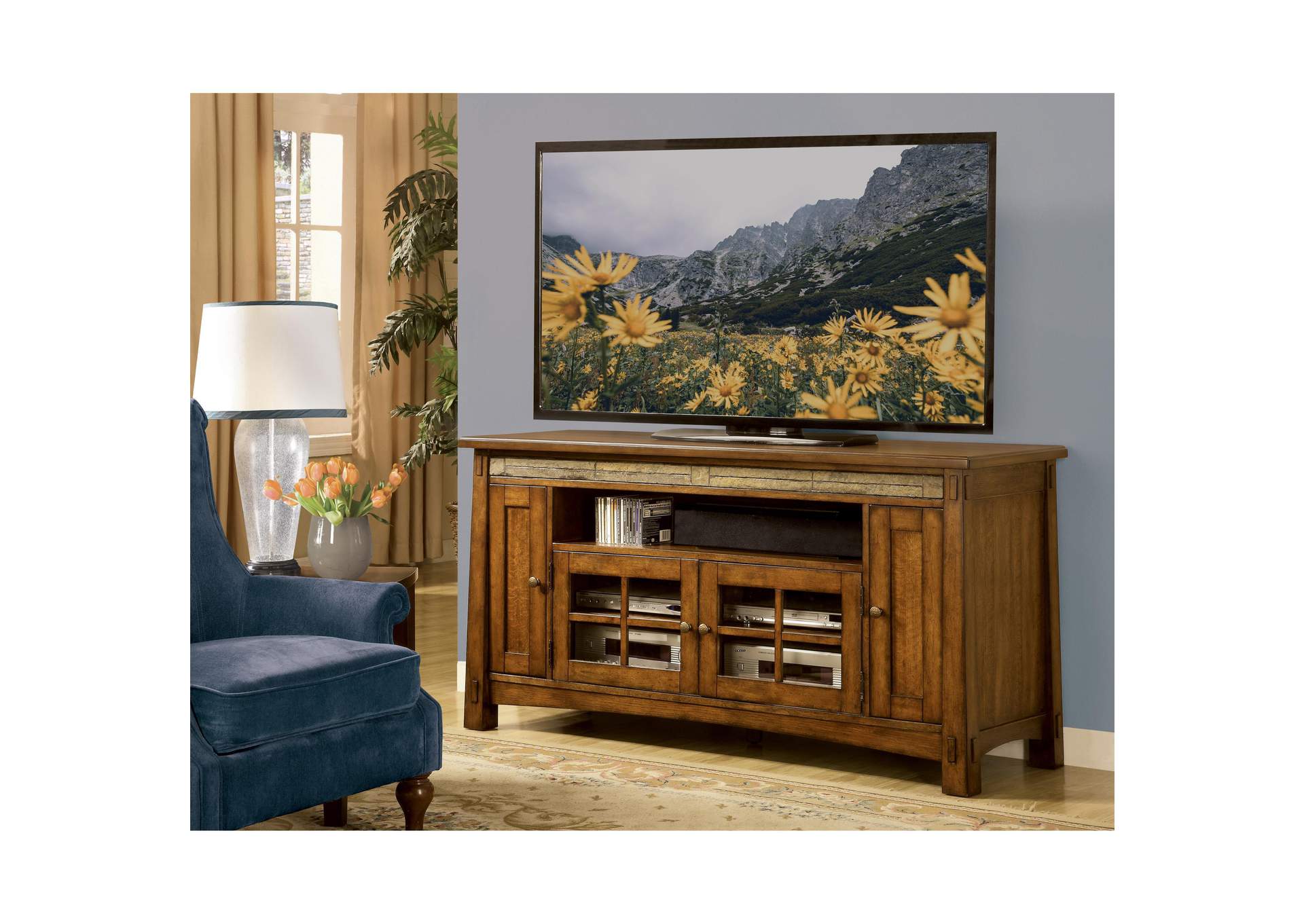 Craftsman Home Americana Oak 62-in Tv Console,Riverside