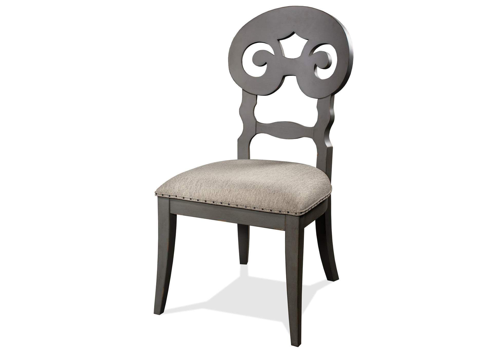 Mix-n-match Chairs Chipped Gray Scroll Upholstered Side Chair 2in [Set of 2],Riverside