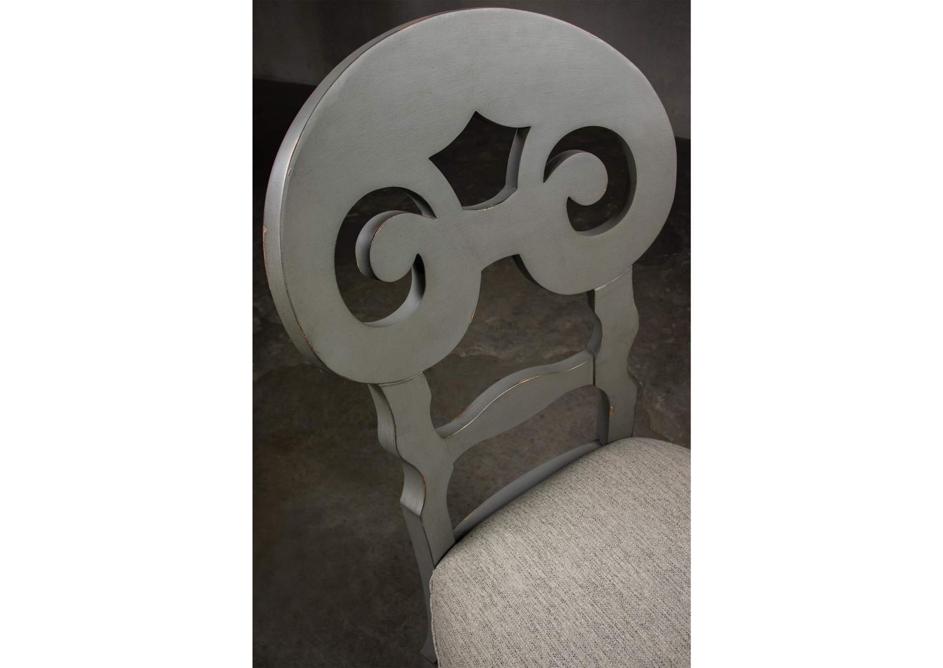 Mix-n-match Chairs Chipped Gray Scroll Upholstered Side Chair 2in [Set of 2],Riverside