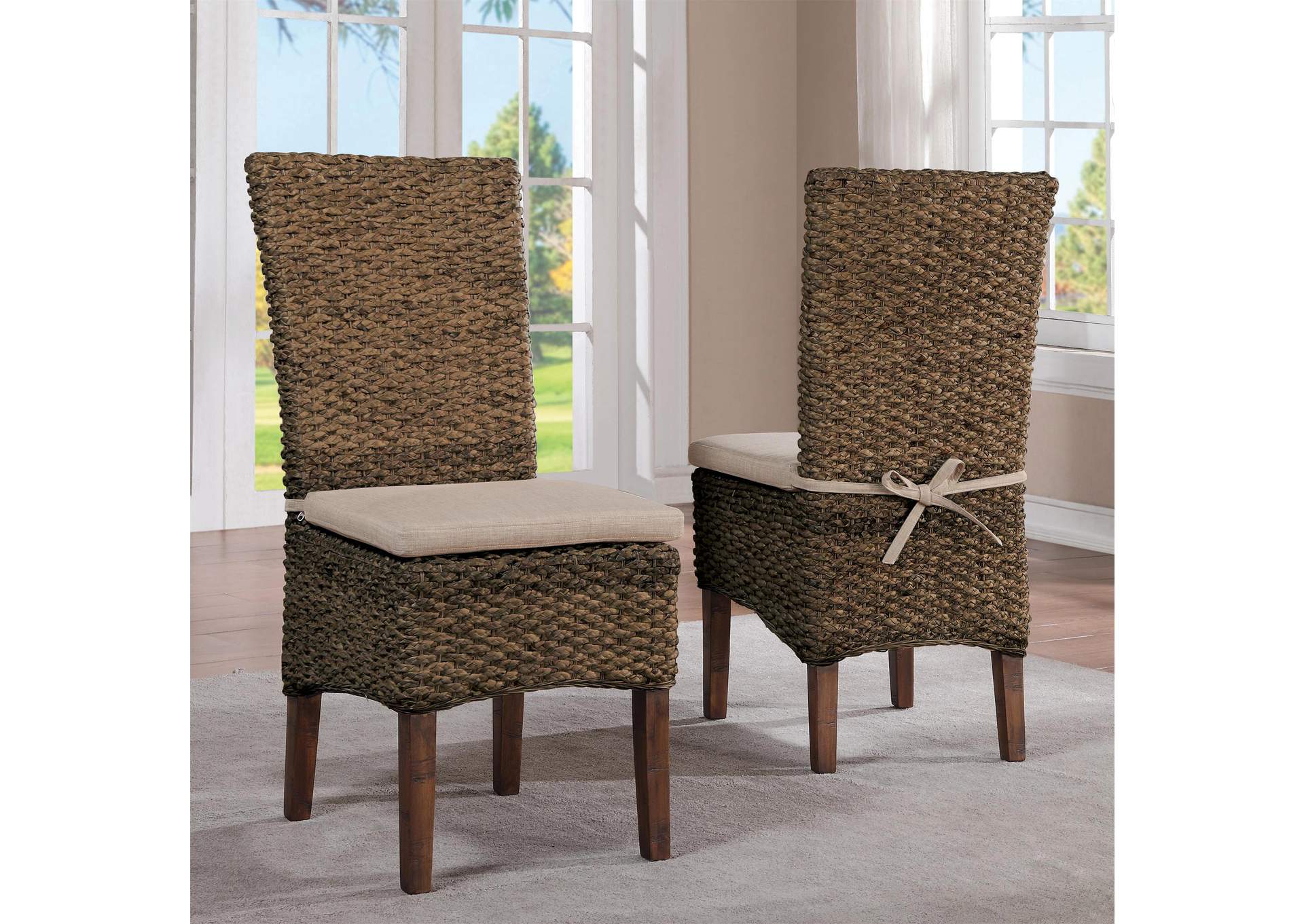 Mix-n-match Chairs Hazelnut Woven Side Upholstered Chair 2in [Set of 2],Riverside