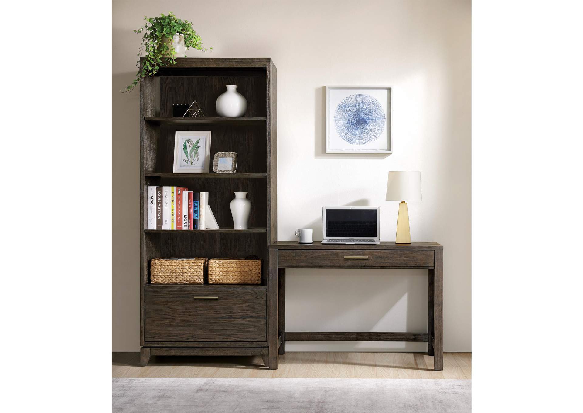 Rafferty Umber Drawer Bookcase,Riverside