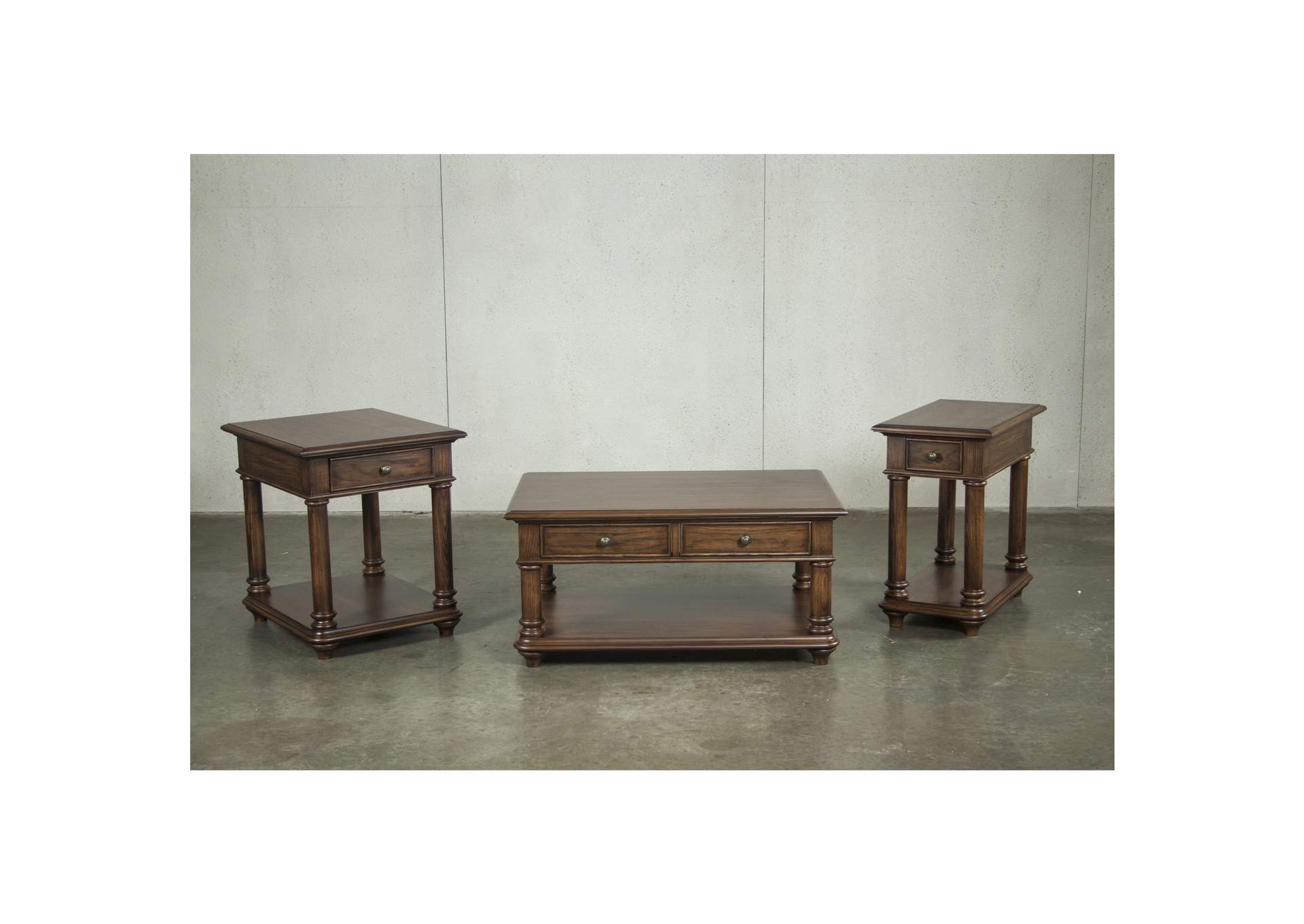 Tegan Plymouth Brown Oak Chairside Table,Riverside