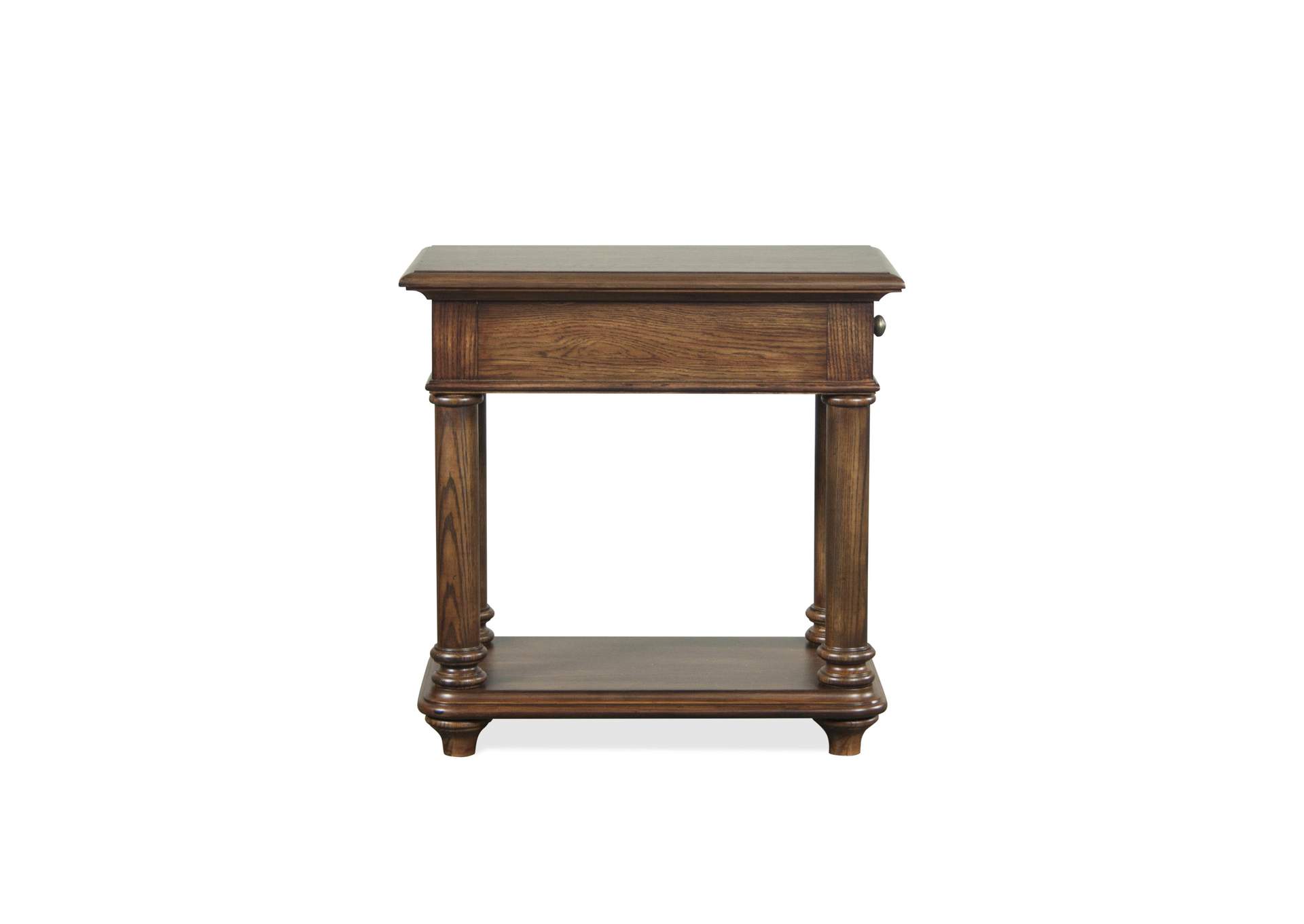 Tegan Plymouth Brown Oak Chairside Table,Riverside