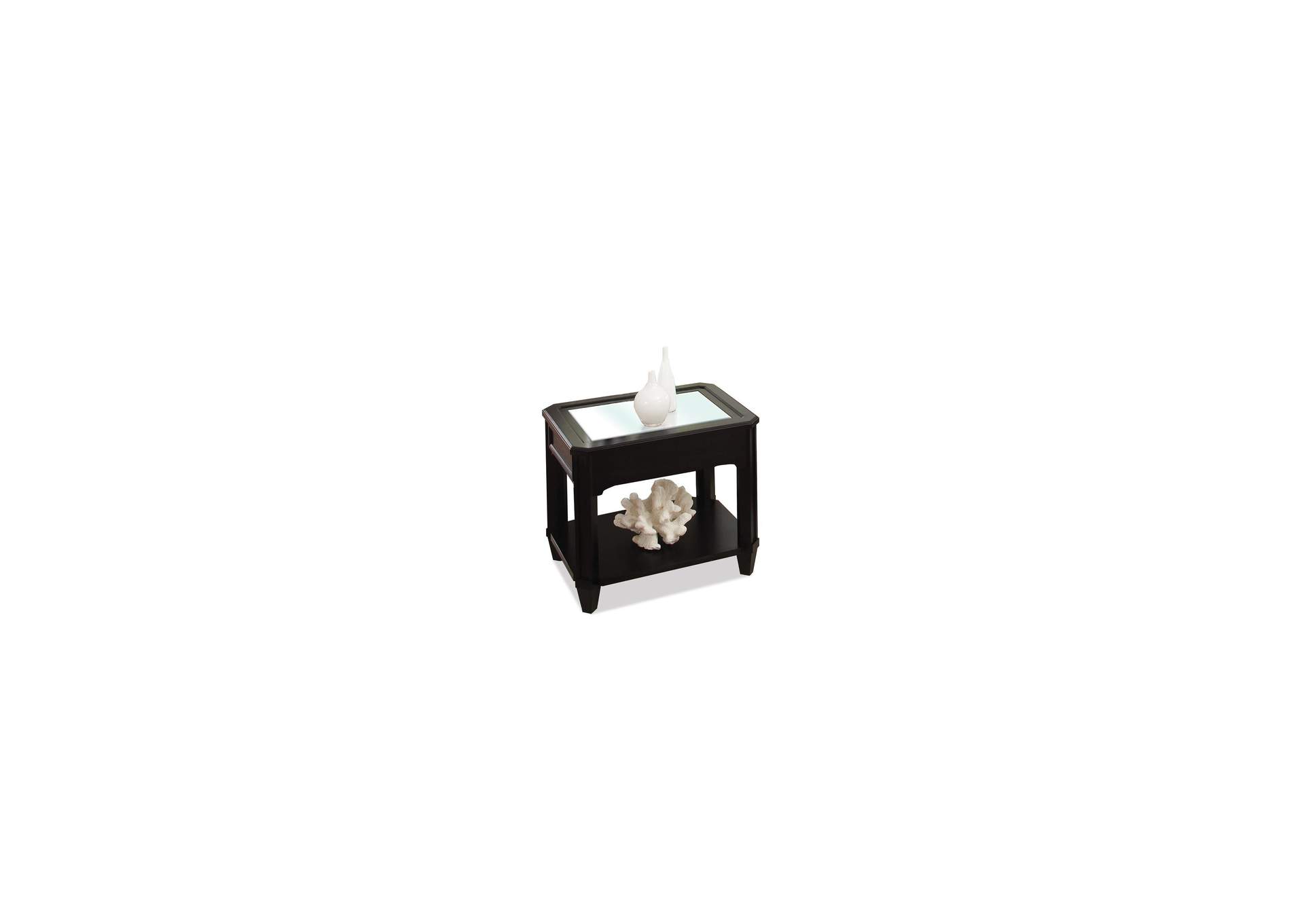 Farrington Black Forrest Birch Rectangle Glass Top End Table,Riverside