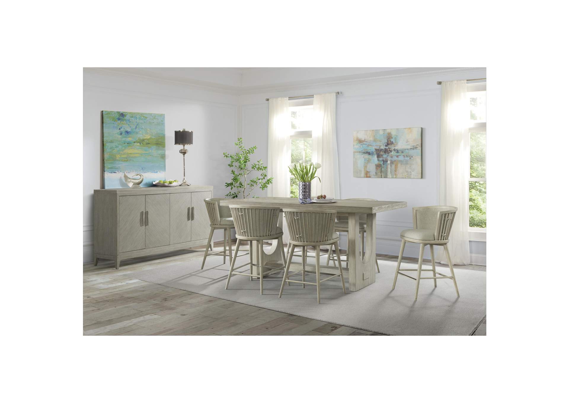 Lilly Champagne Rectangular Counter Height Dining Table,Riverside