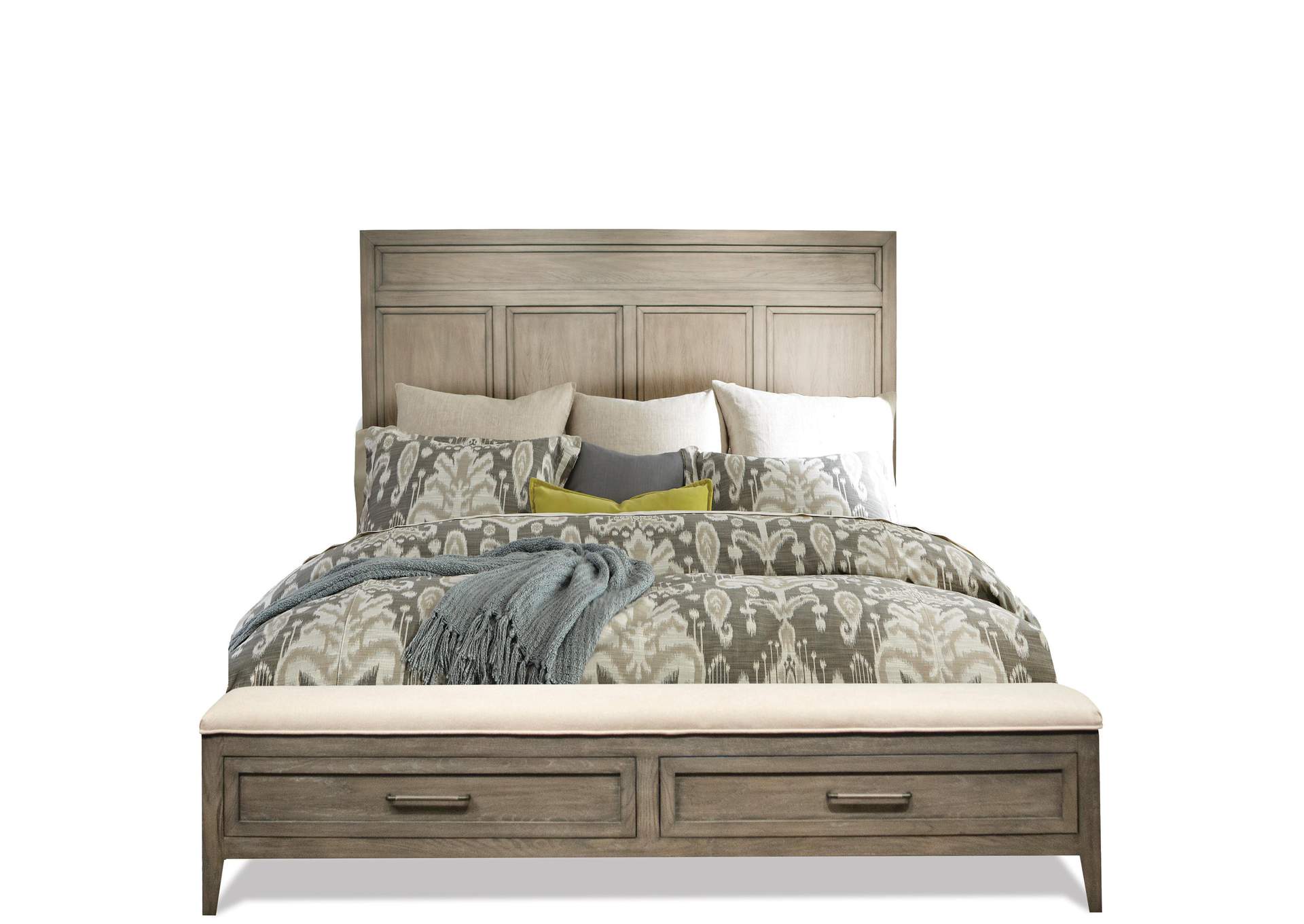 Vogue Natural Engraved Panel Queen Storage Bed,Riverside