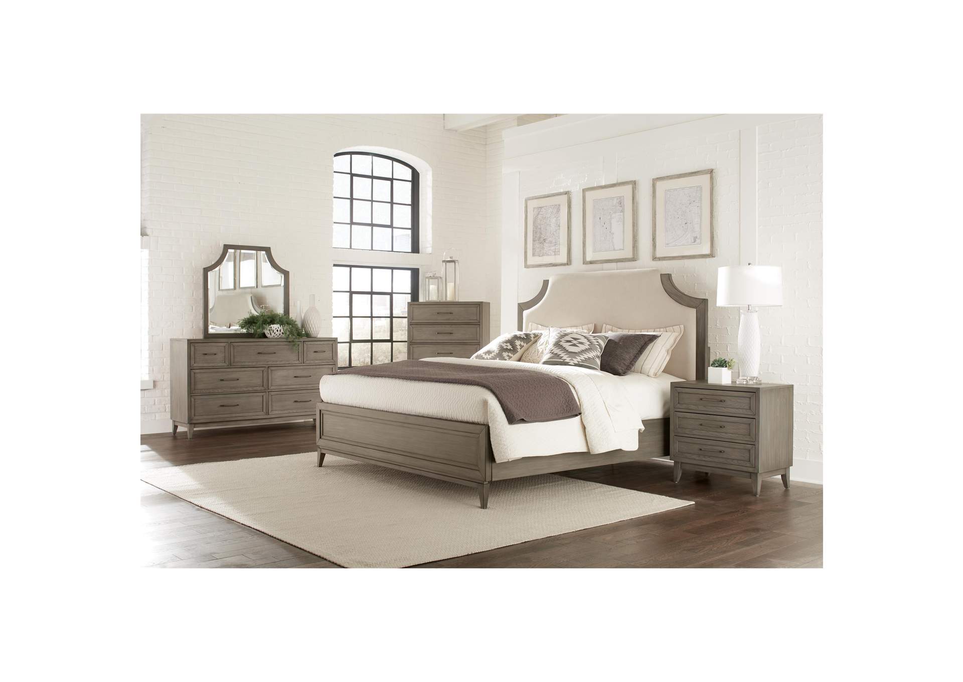 Vogue Gray Wash Panel Queen Bed,Riverside