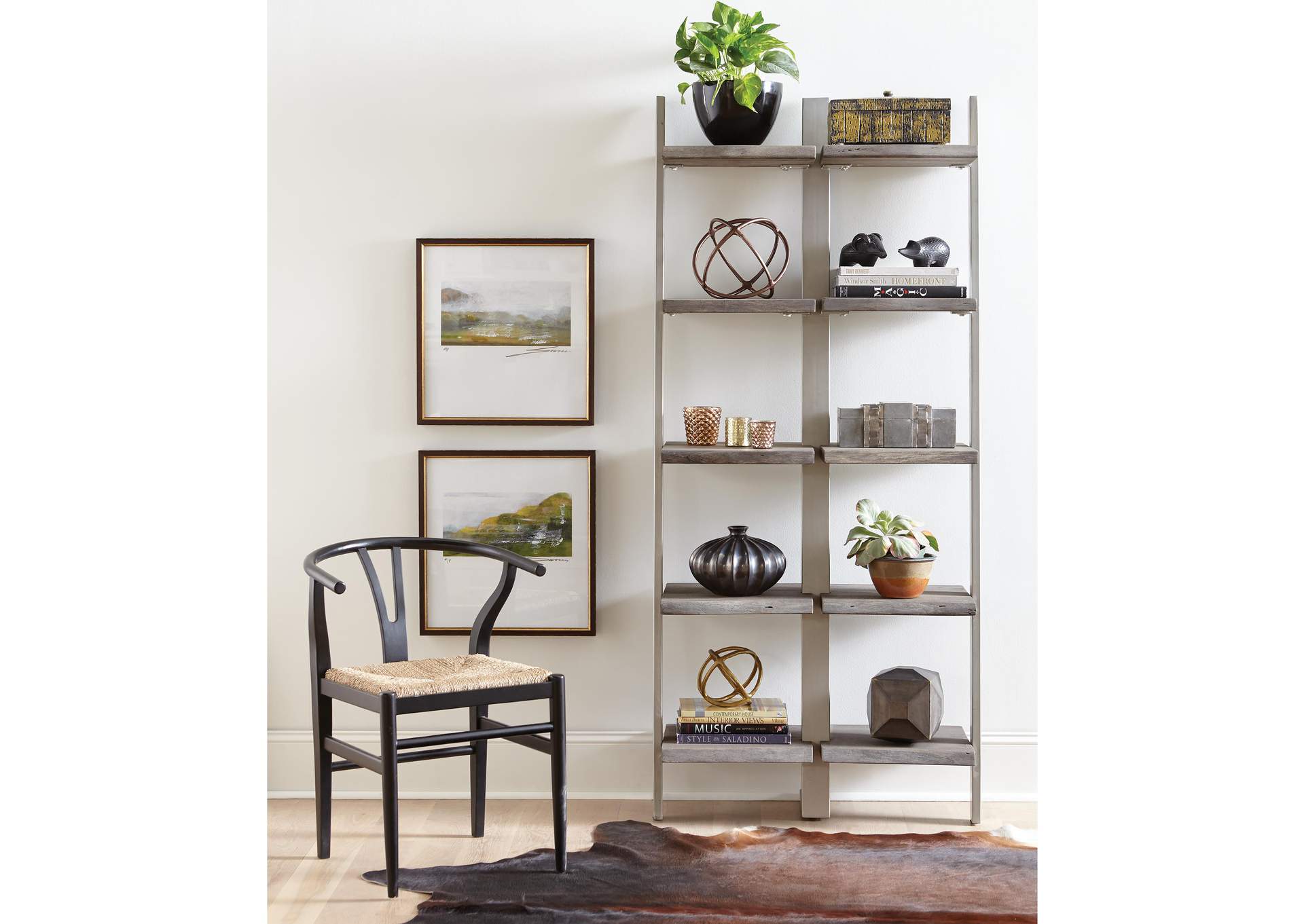 Waverly Sandblasted Gray Bookcase-shelves,Riverside