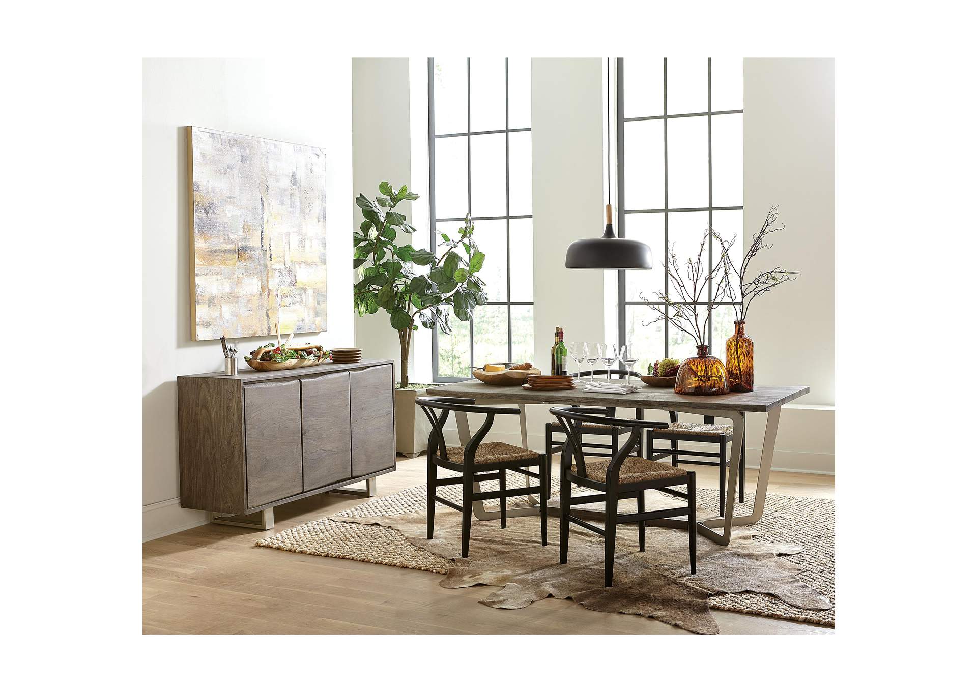 Waverly Sandblasted Gray Dining Table,Riverside