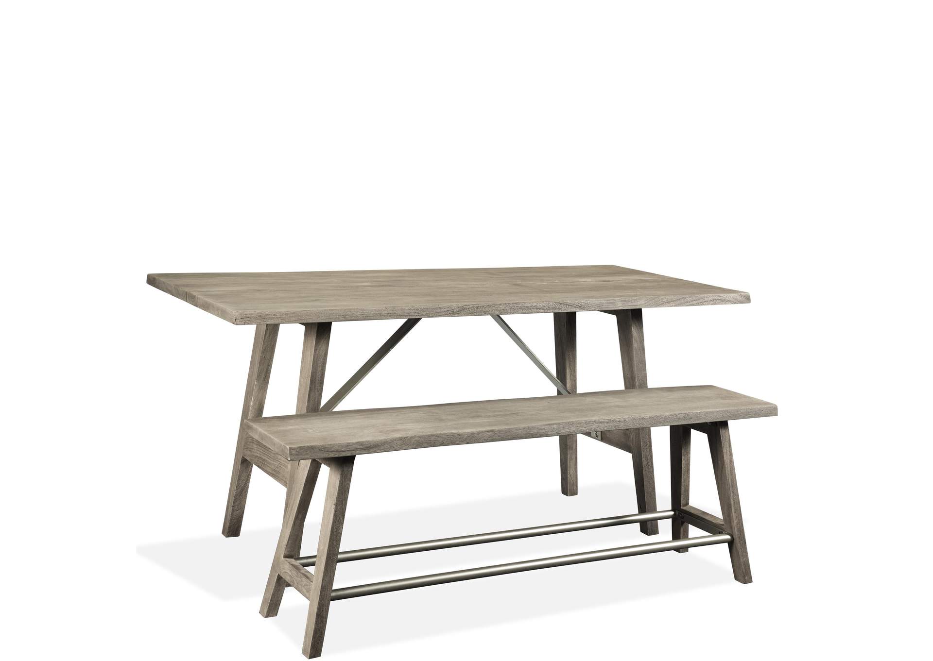 Waverly Sandblasted Gray Counter Height Din Bench 1in,Riverside