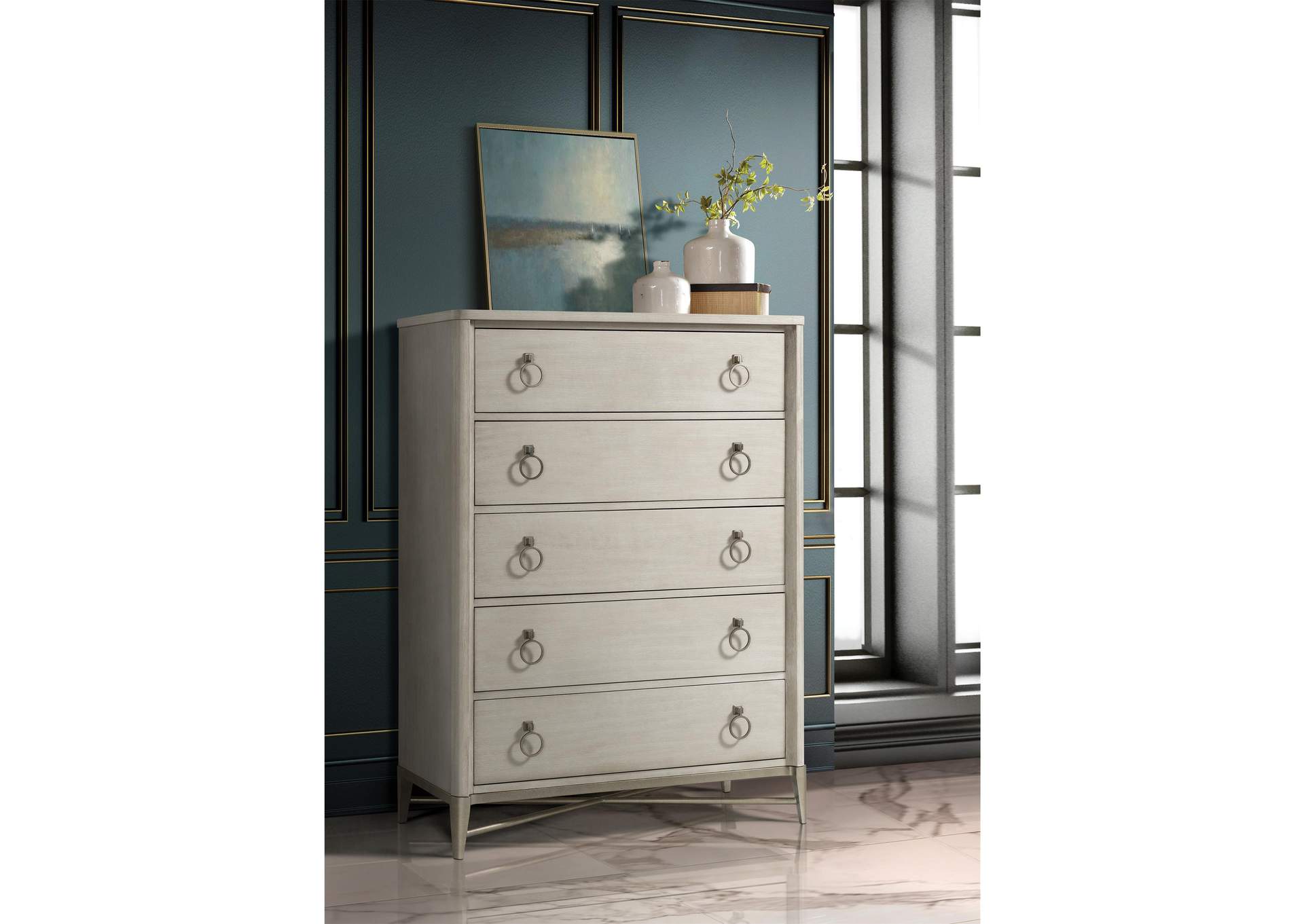 Maisie Champagne 5-drawer Chest,Riverside