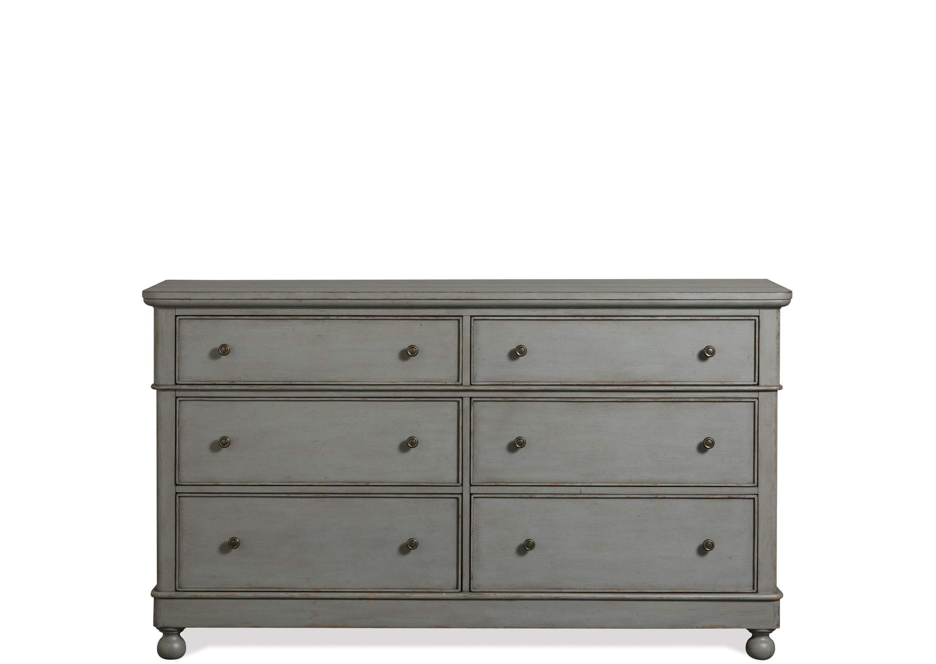 Bella Grigio Chipped Gray 6-drawer Dresser,Riverside