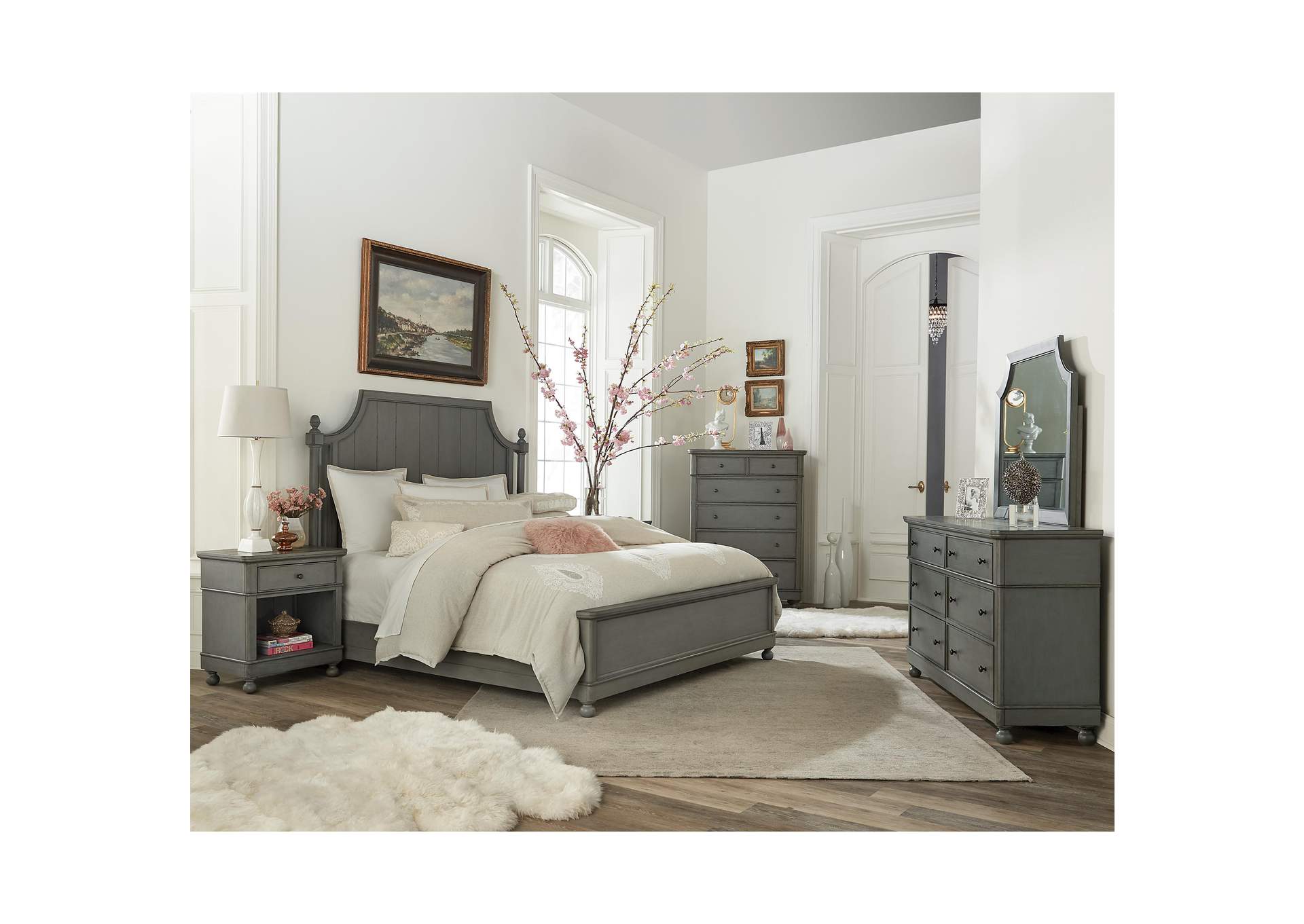 Bella Grigio Chipped Gray 1-drawer Nightstand,Riverside