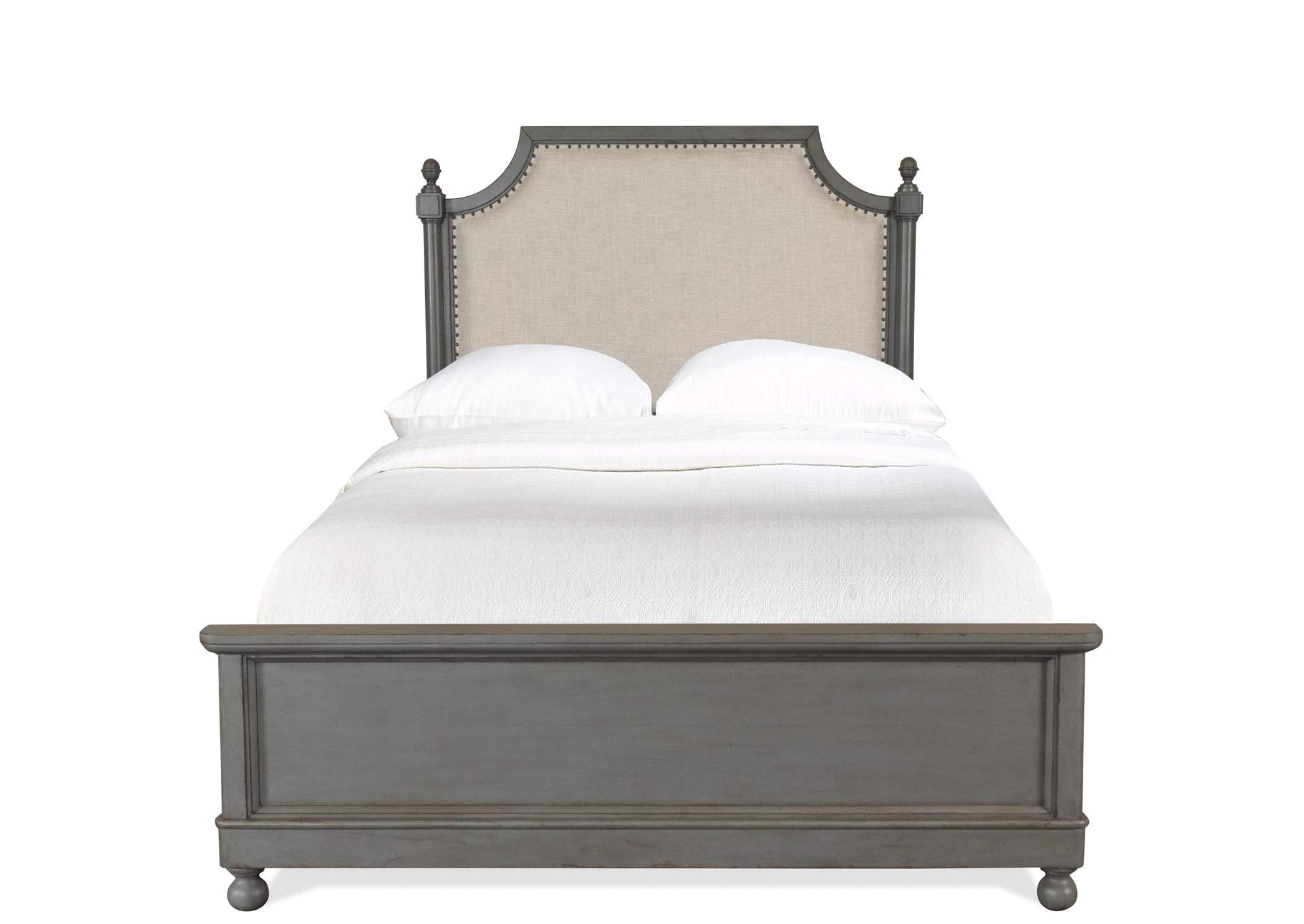 Bella Grigio Chipped Gray Panel Queen Bed,Riverside