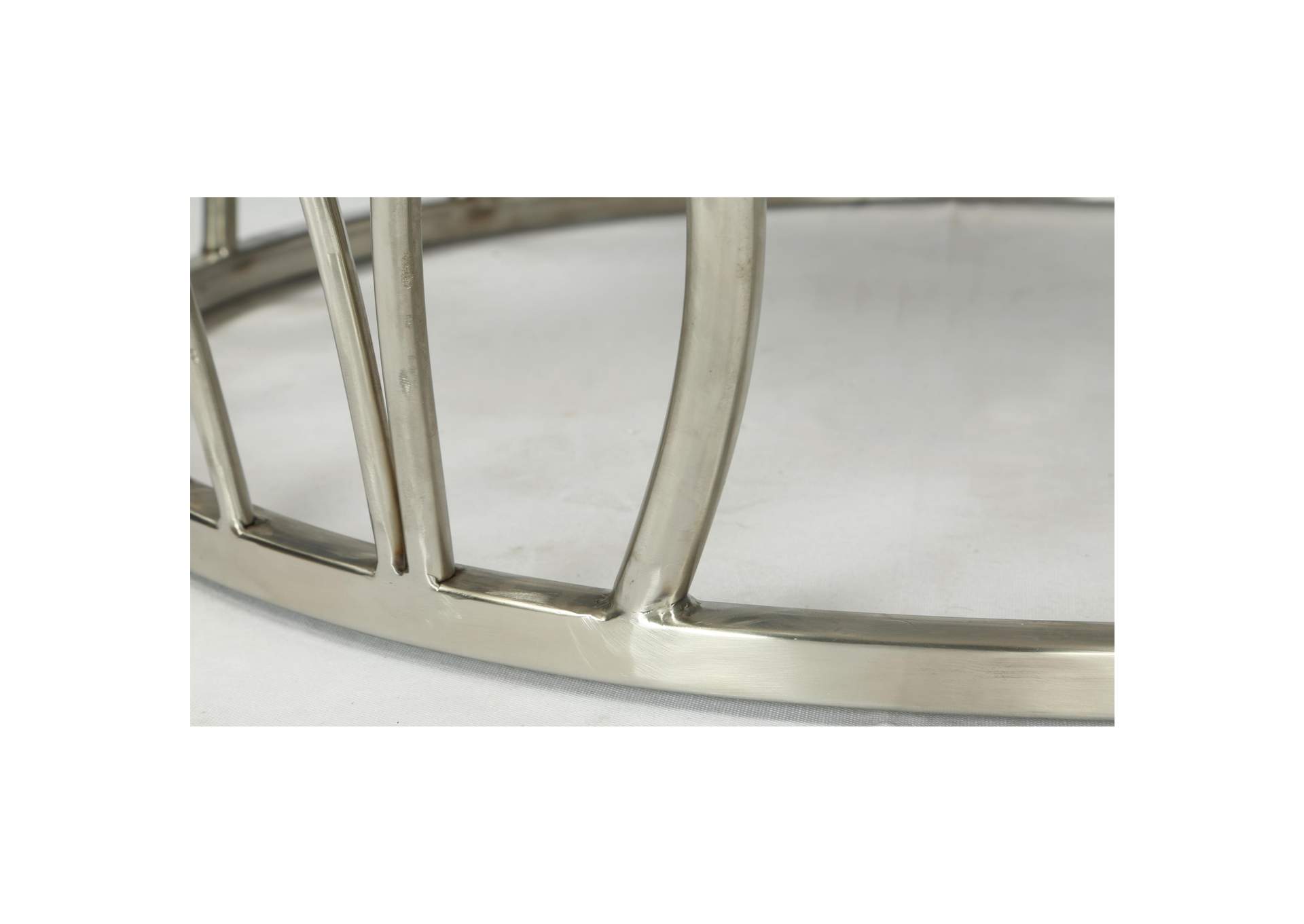 Ulysses Polished Steel Round Cocktail Table,Riverside