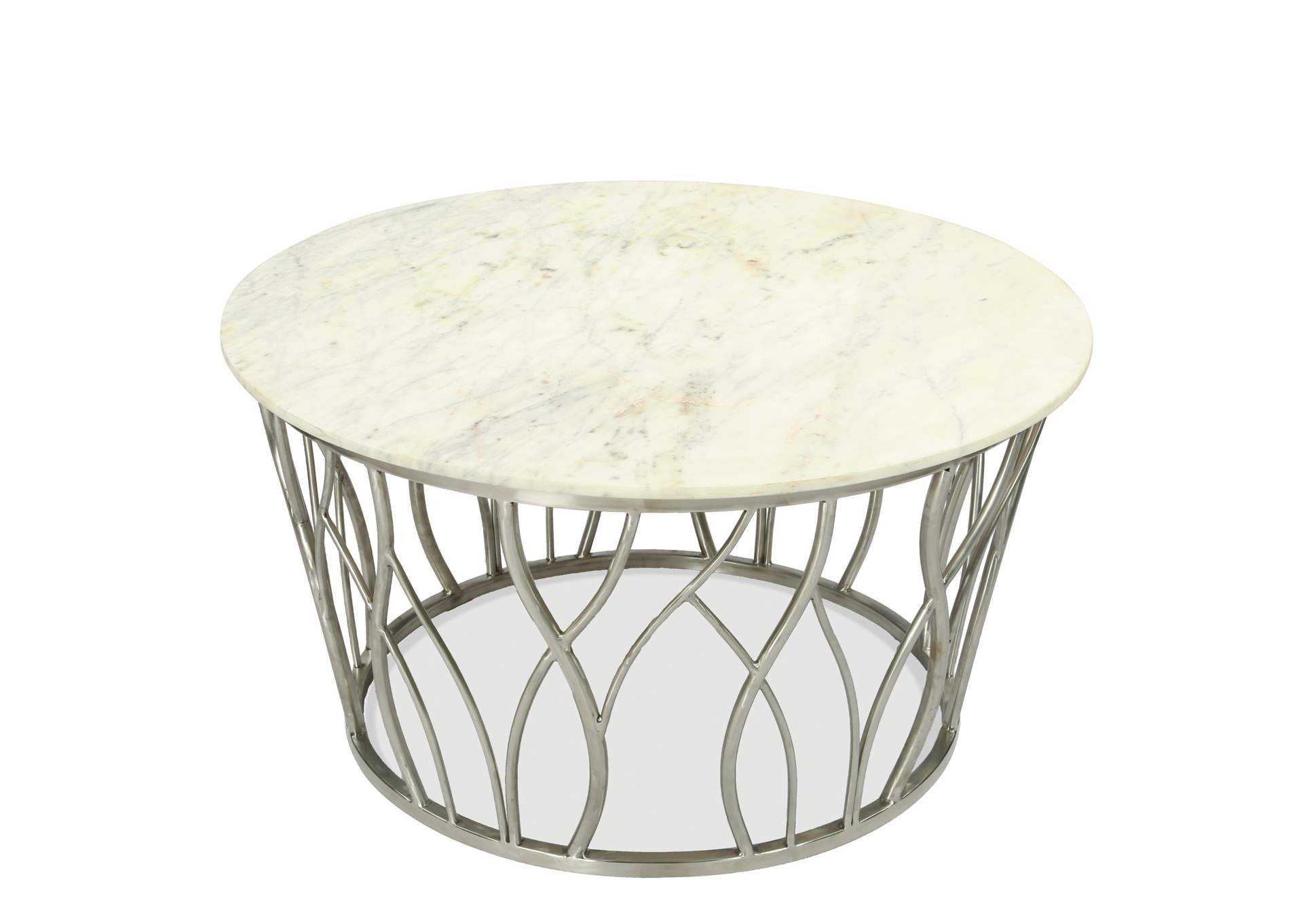 Ulysses Polished Steel Round Cocktail Table,Riverside