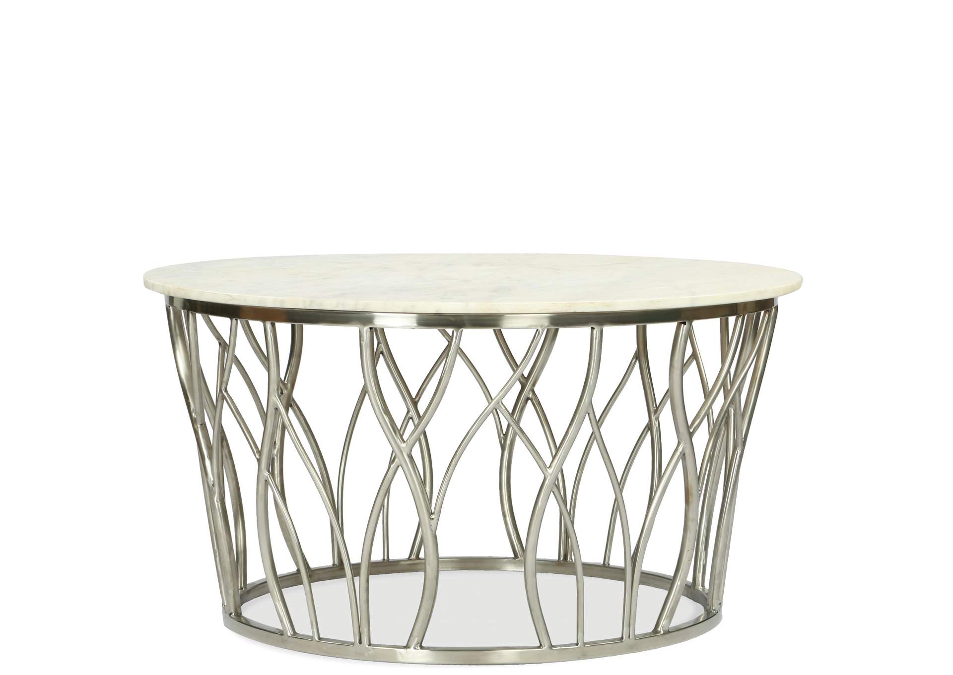 Ulysses Polished Steel Round Cocktail Table,Riverside