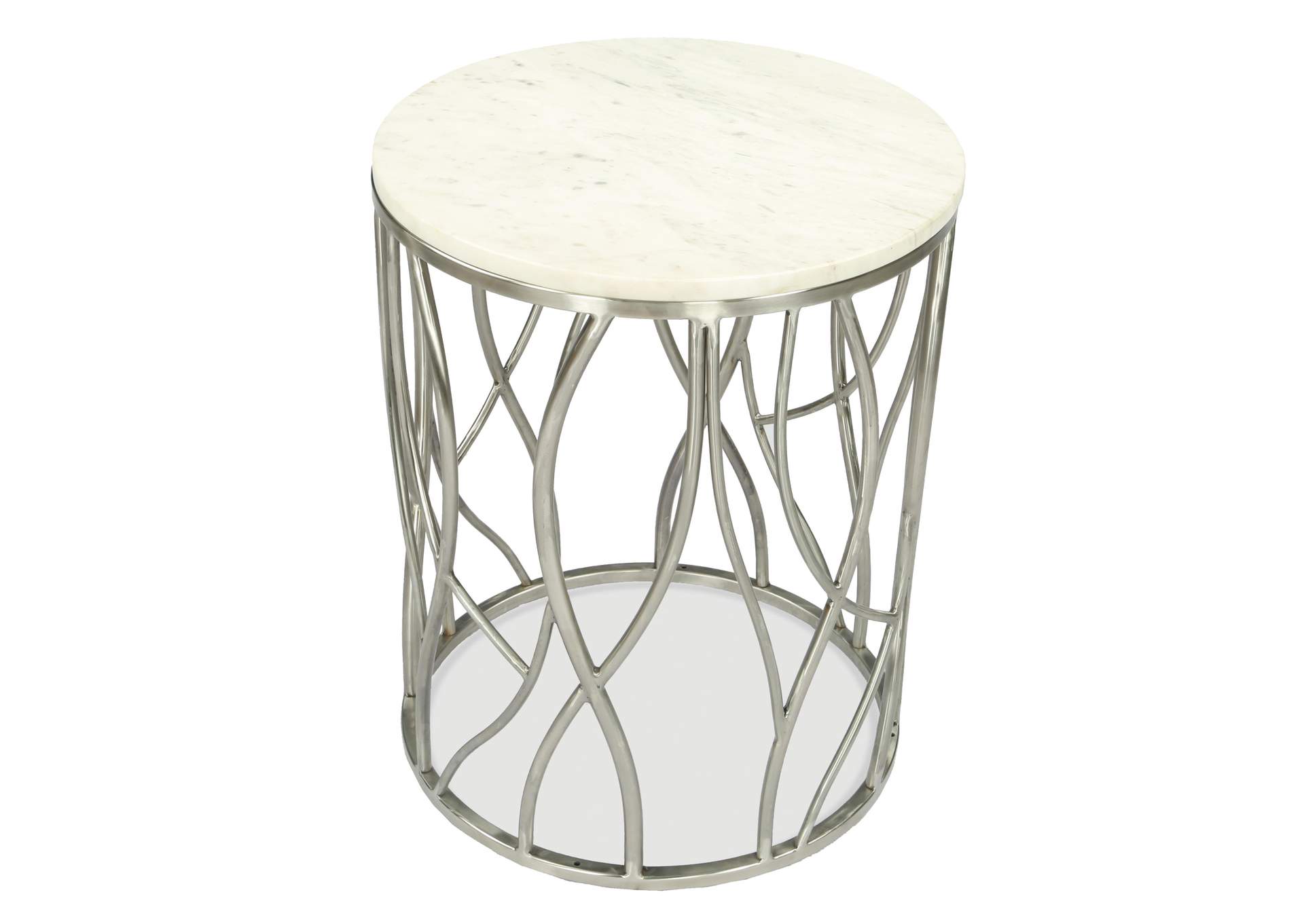 Ulysses Polished Steel Round End Table,Riverside