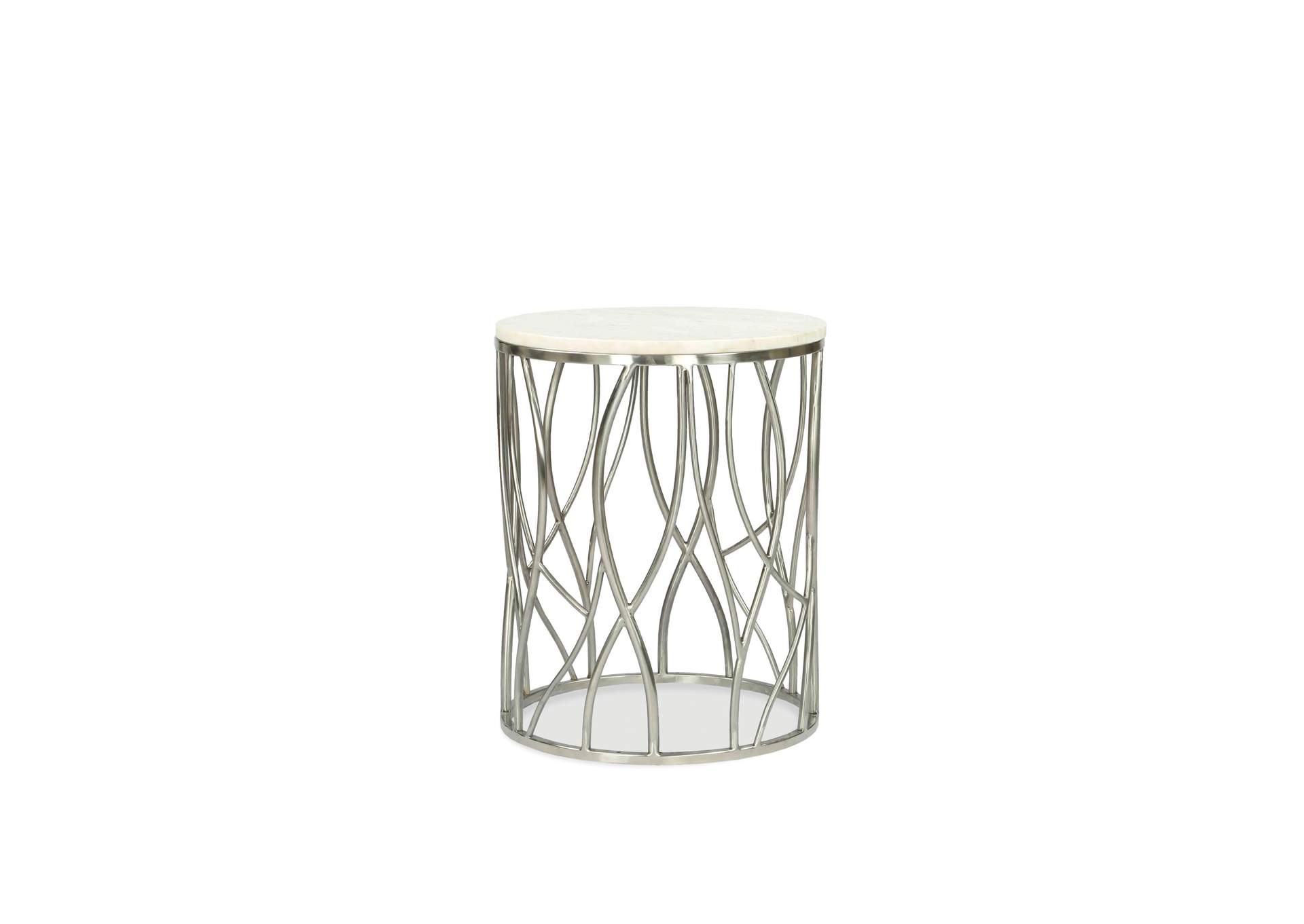 Ulysses Polished Steel Round End Table,Riverside