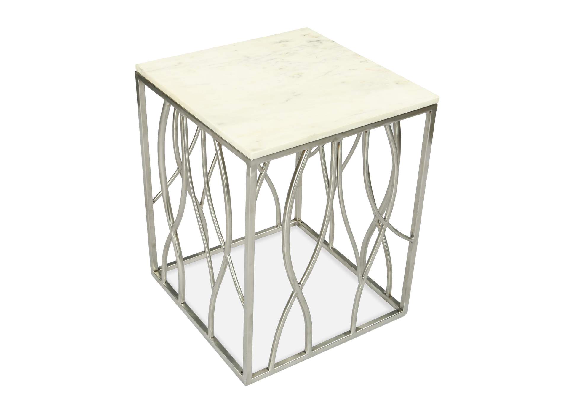 Ulysses Polished Steel Square End Table,Riverside