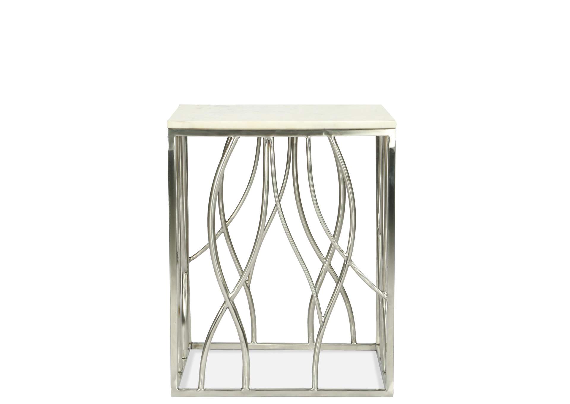 Ulysses Polished Steel Square End Table,Riverside