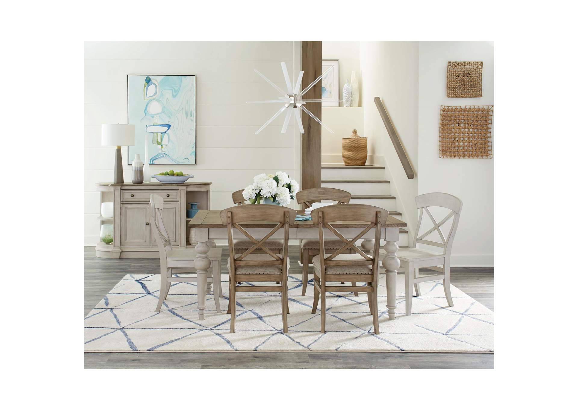 Southport Smokey White X-back Side Chair 2in [Set of 2],Riverside