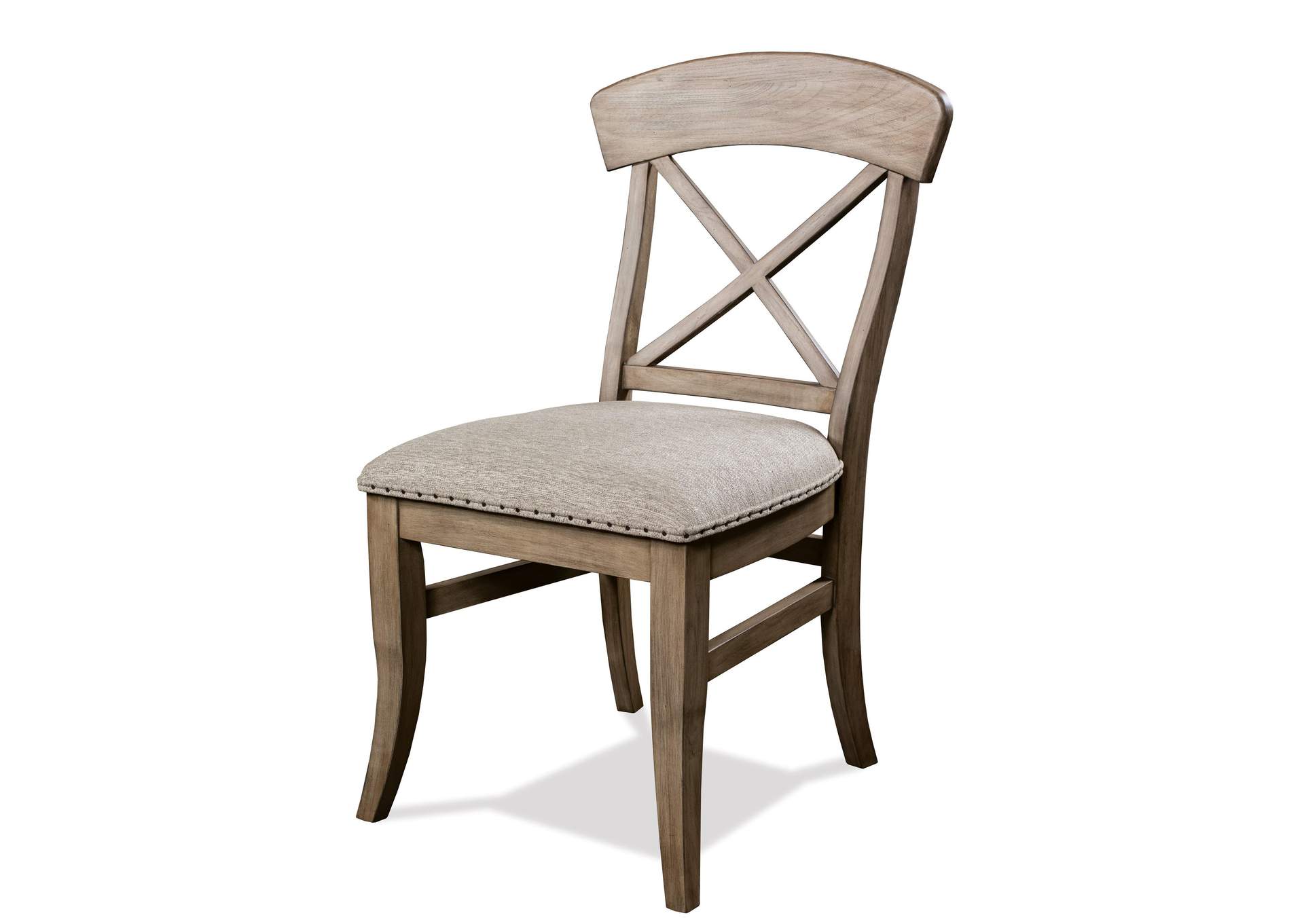 Southport Antique Oak X-back Upholstered Side Chair 2in [Set of 2],Riverside