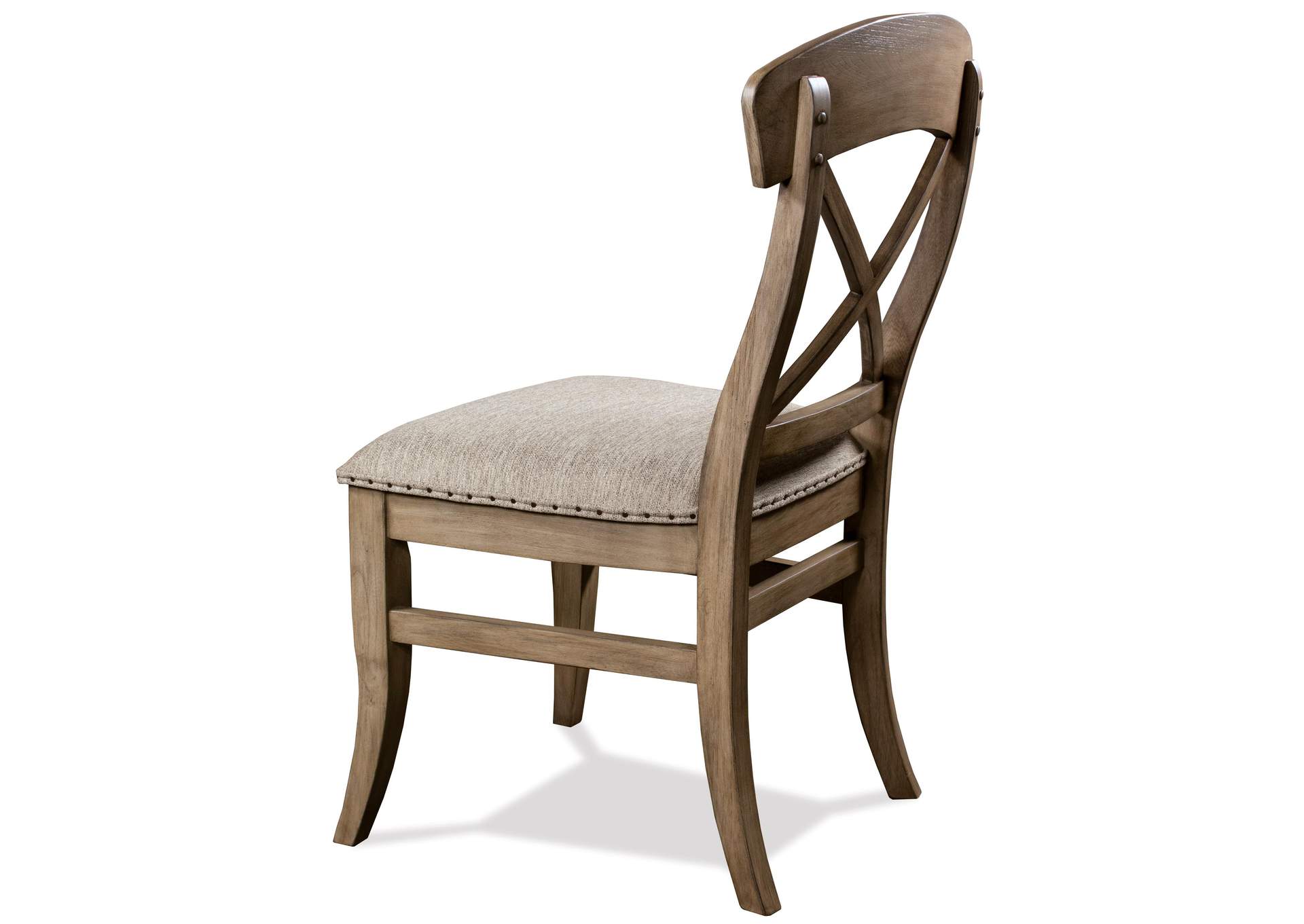 Southport Antique Oak X-back Upholstered Side Chair 2in [Set of 2],Riverside