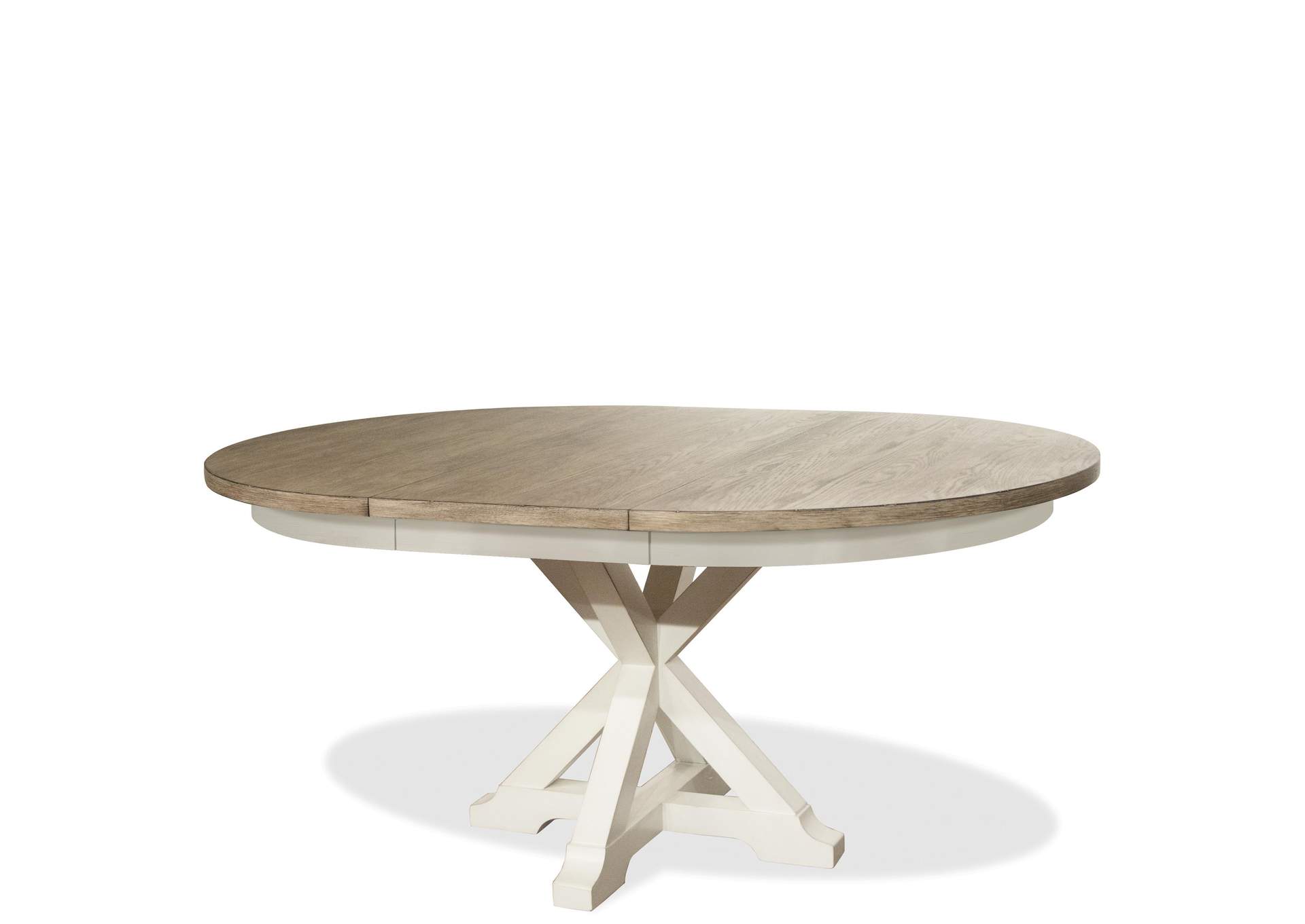 Myra Natural/Paperwhite Round Dining Table w/18" Leaf,Riverside