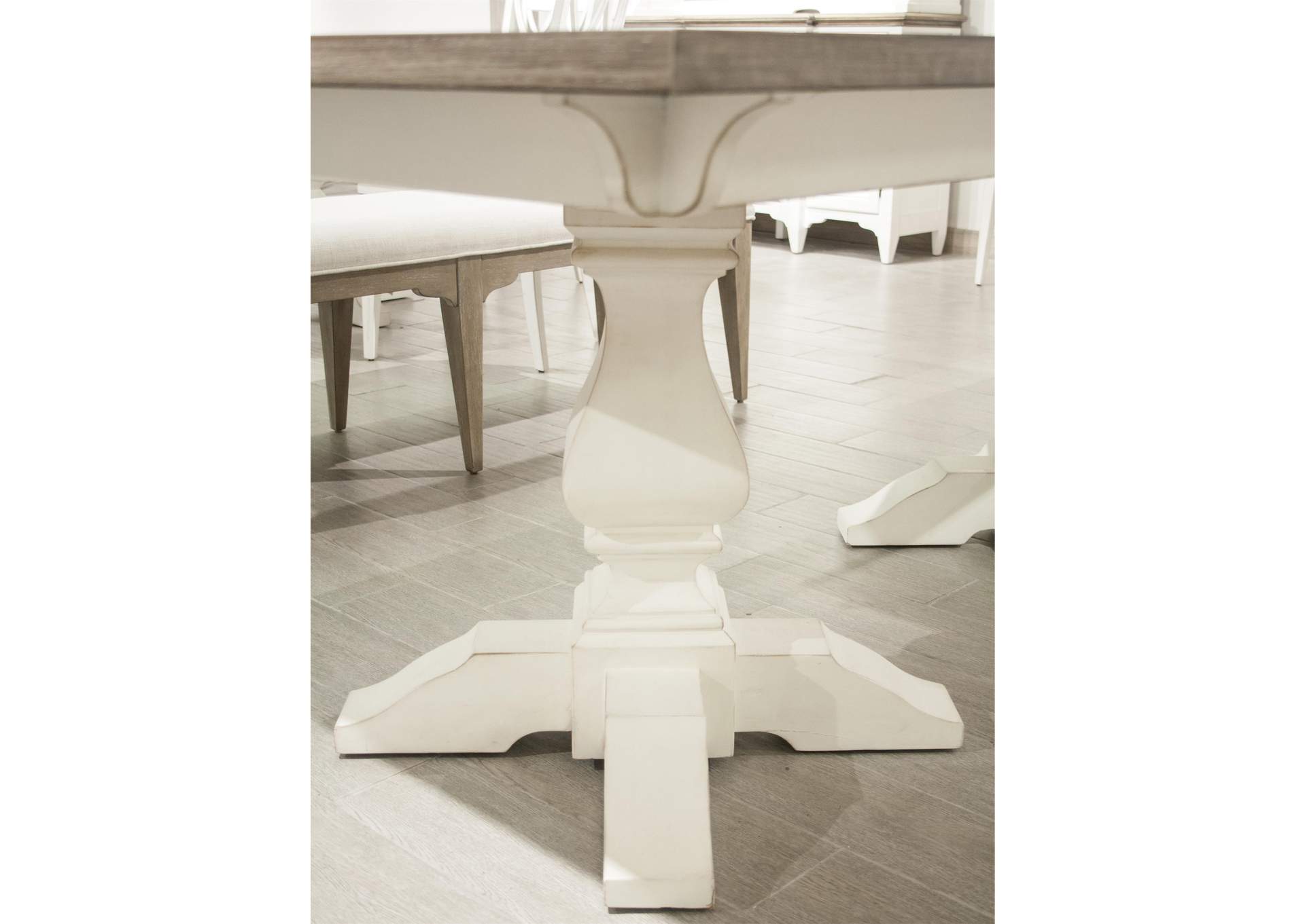 Myra Paperwhite Rectangular Dining Table-pedestals,Riverside