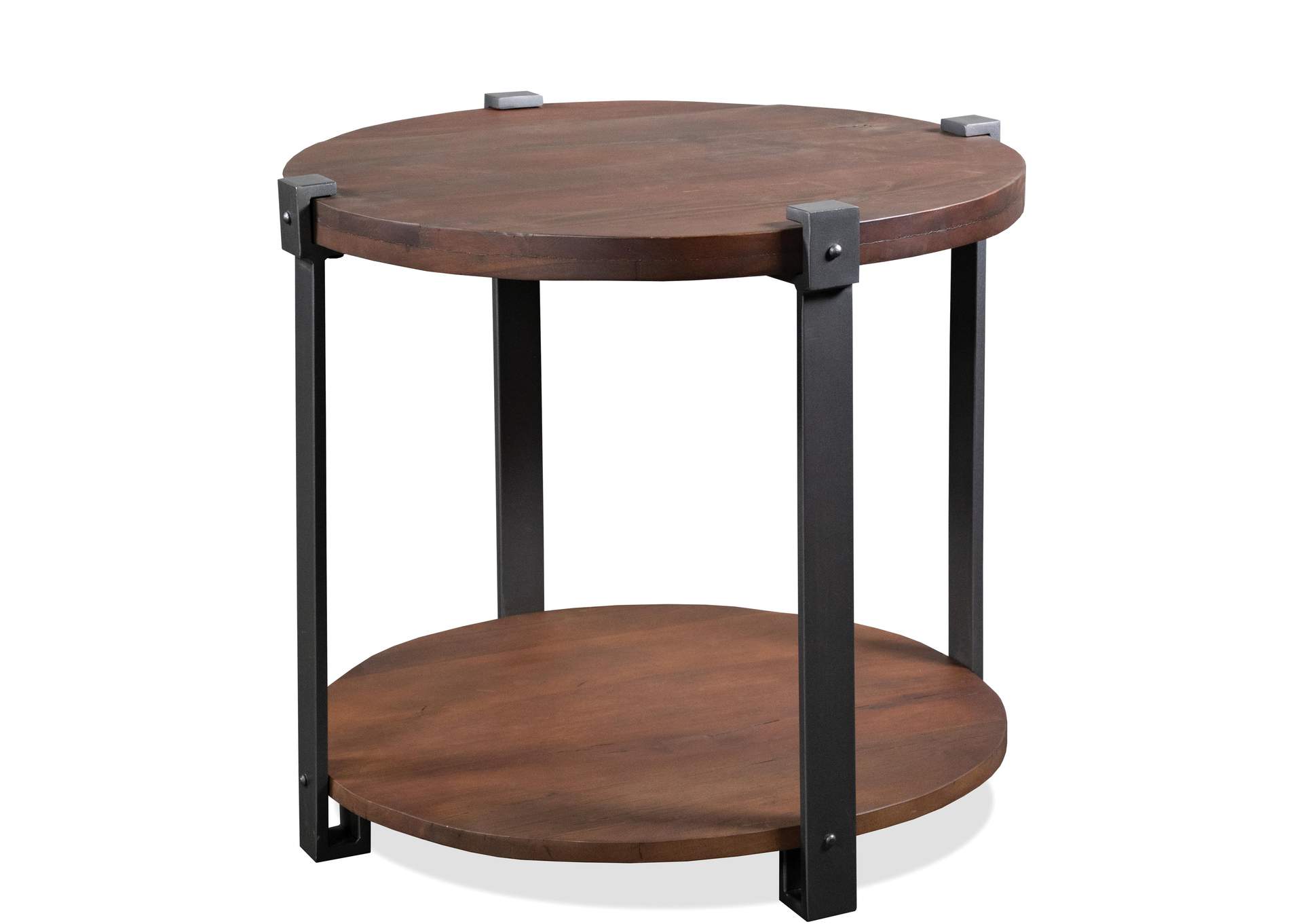 Quinton Patina Wood/black Metal Round End Table,Riverside