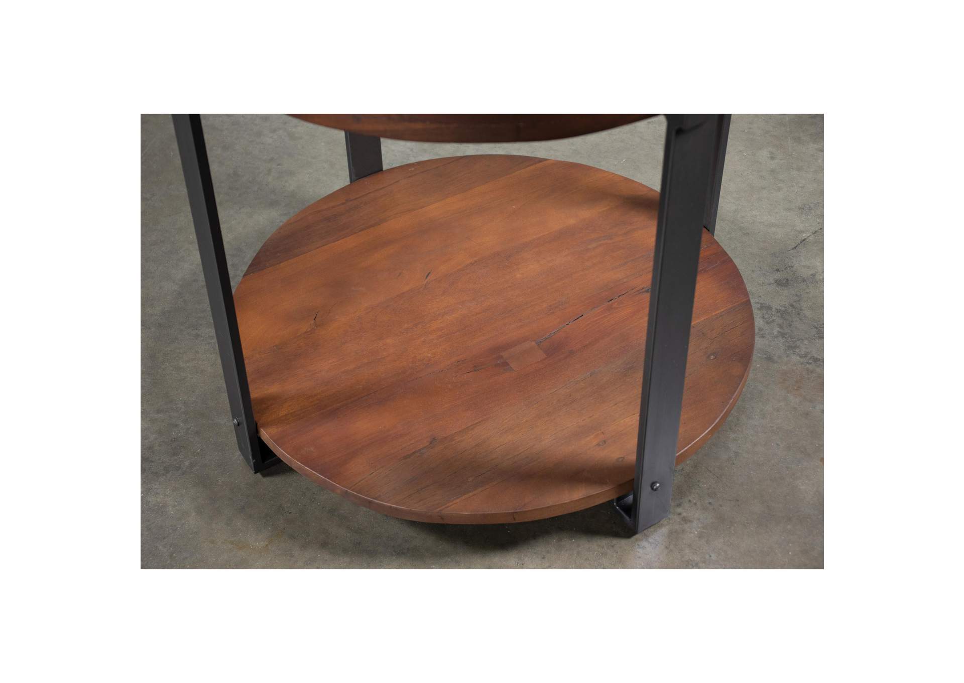 Quinton Patina Wood/black Metal Round End Table,Riverside