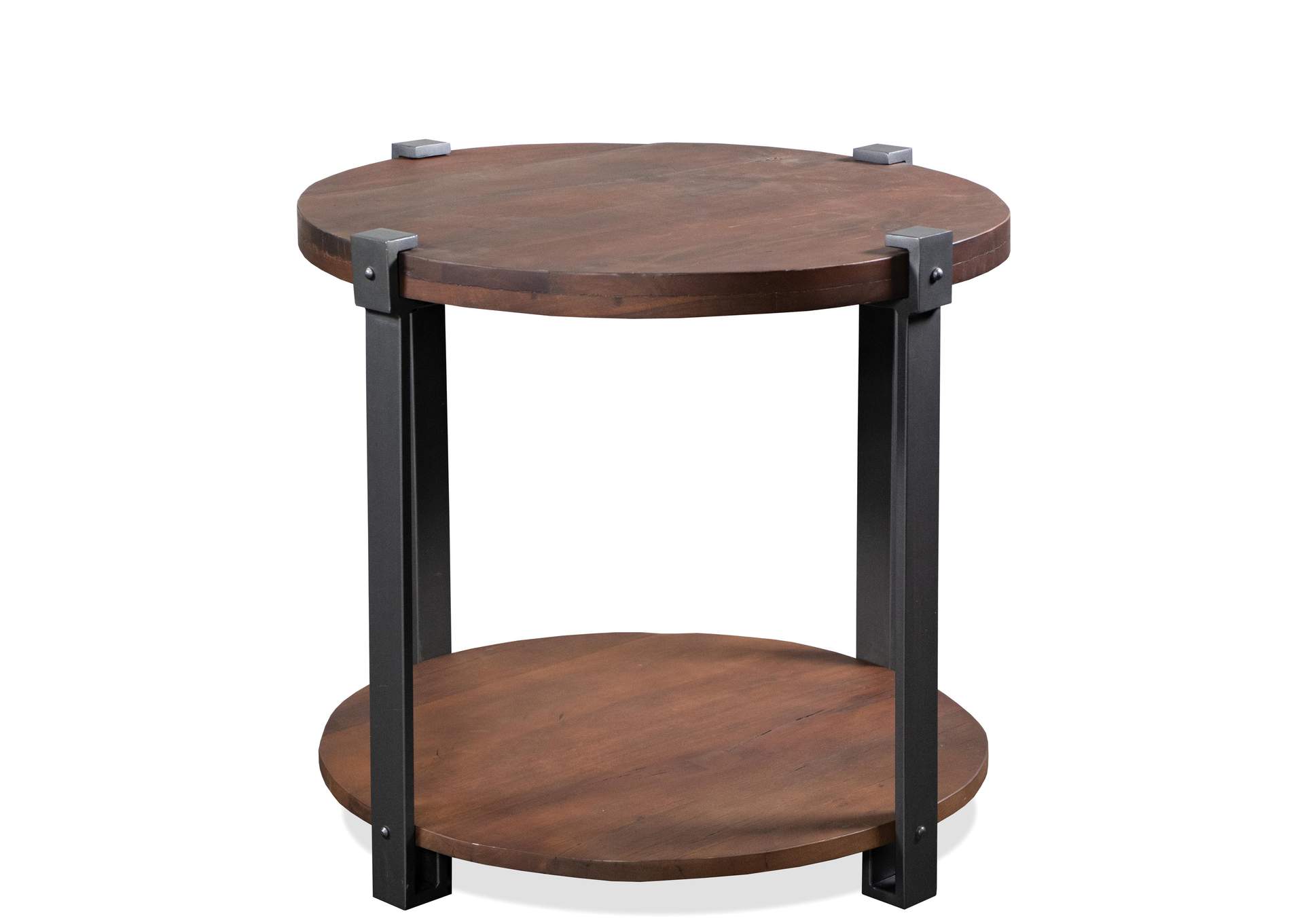 Quinton Patina Wood/black Metal Round End Table,Riverside